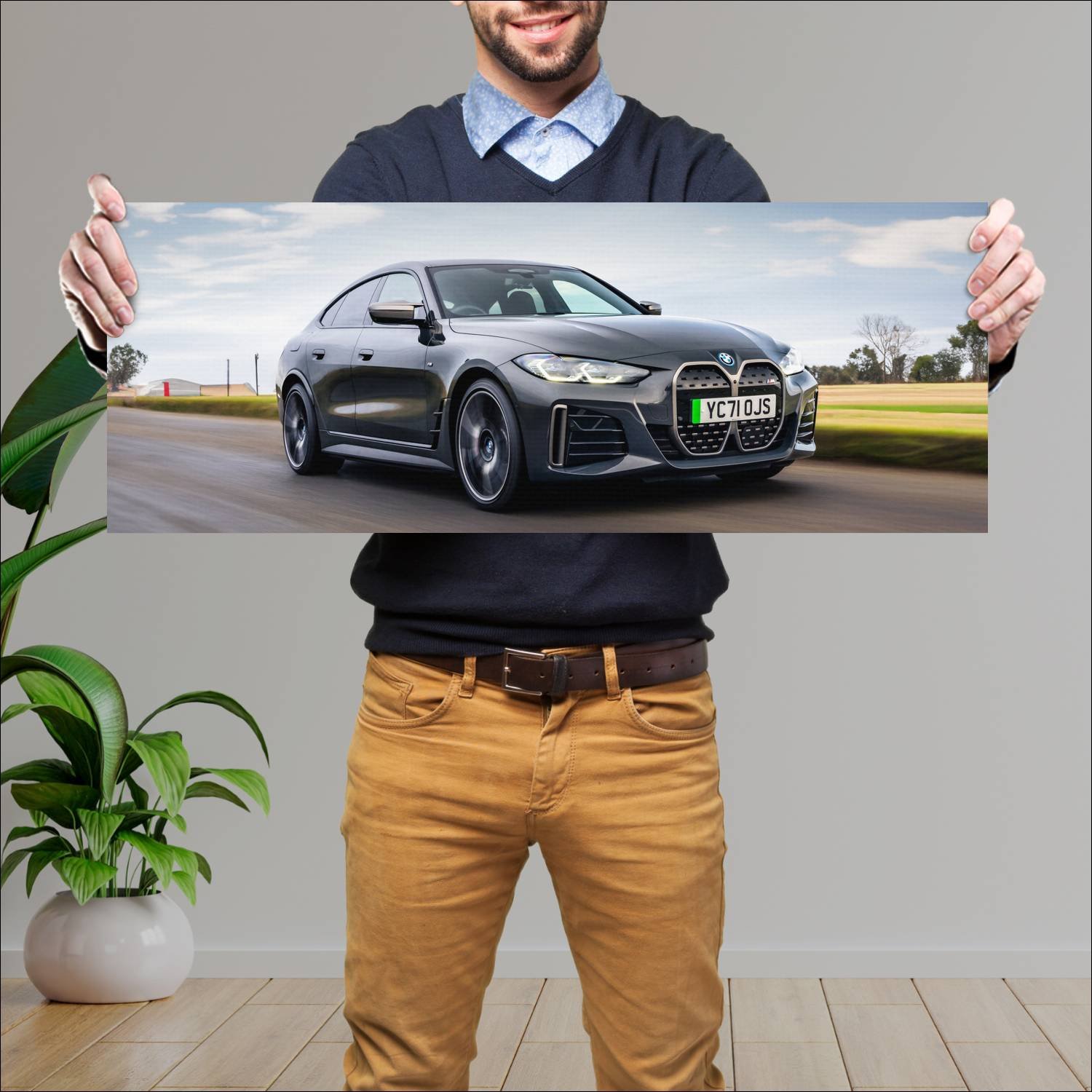 Cuadro grande 30x80cm 2021 bmw i4 m50 uk auto 282 Bmw