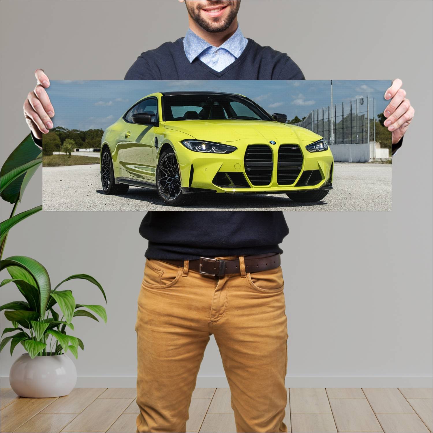 Cuadro grande 30x80cm 2021 bmw m4 coupe us auto 322 Bmw