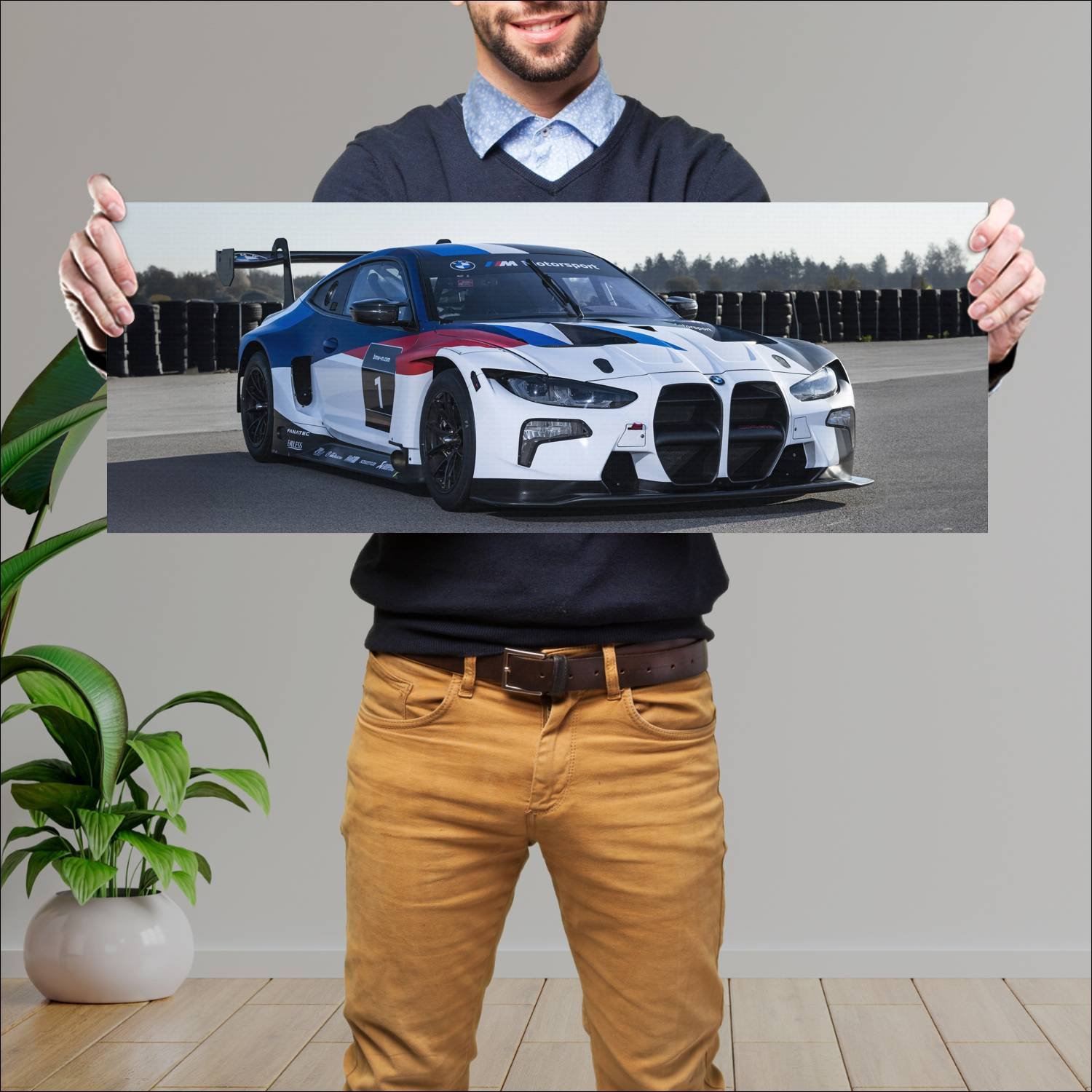 Cuadro grande 30x80cm 2021 bmw m4 gt3 auto 323 Bmw