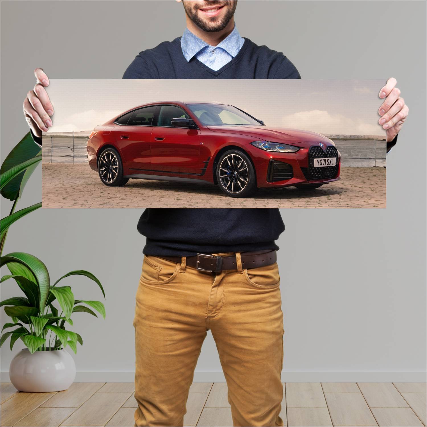 Cuadro grande 30x80cm 2021 bmw m440i gran coupe uk 332 Bmw
