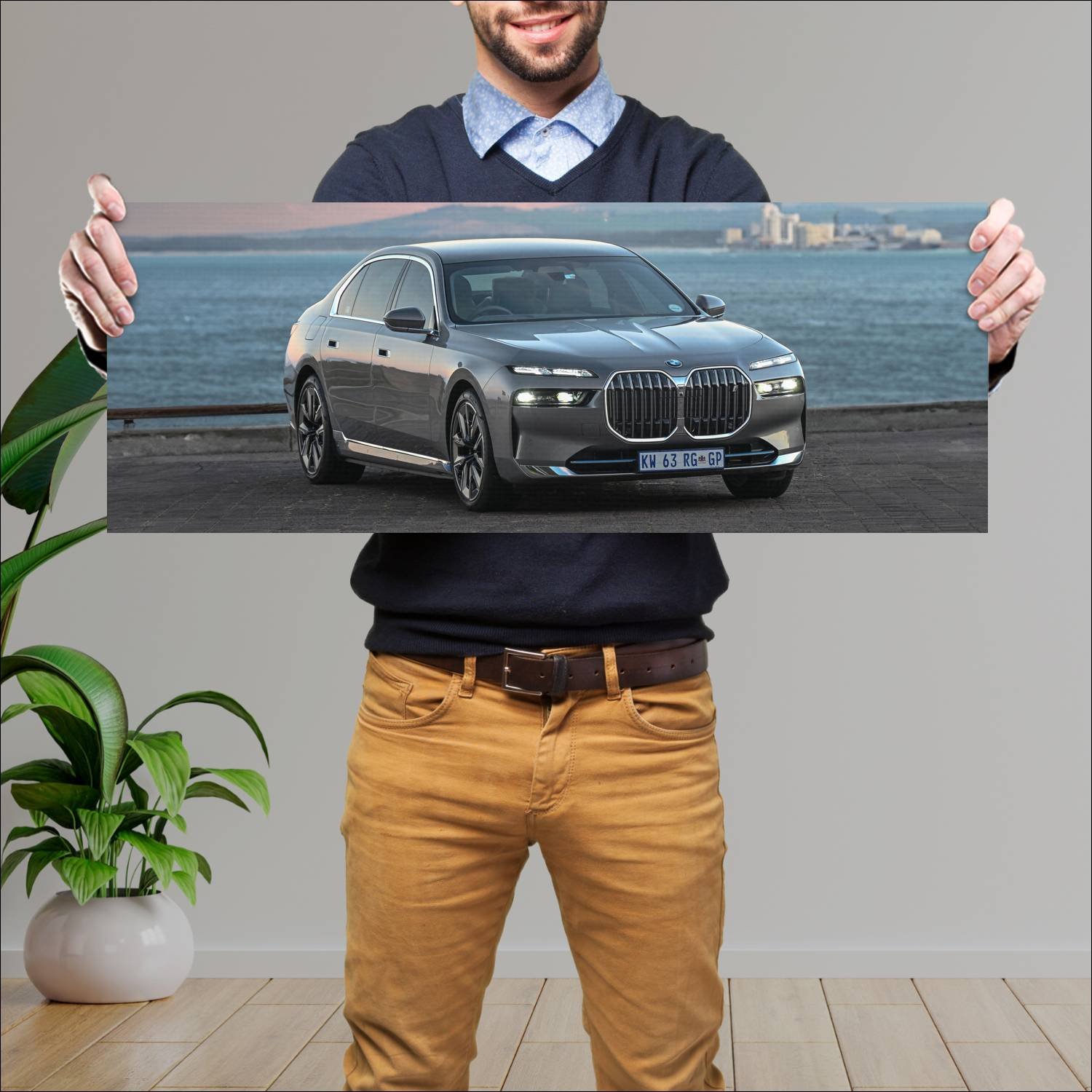 Cuadro grande 30x80cm 2023 bmw i7 za auto 543 Bmw