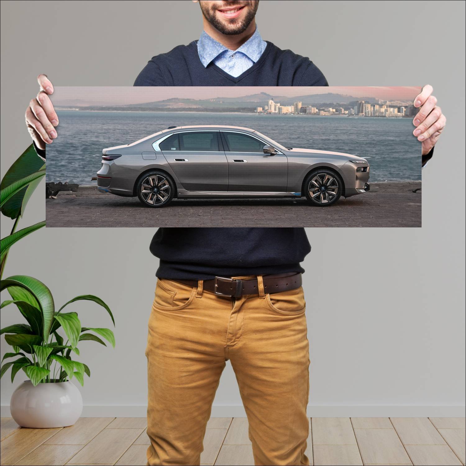 Cuadro grande 30x80cm 2023 bmw i7 za auto 544 Bmw