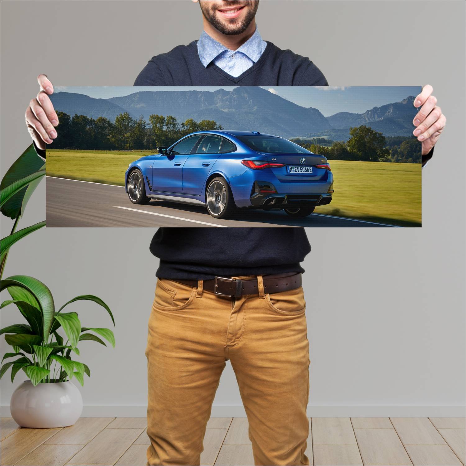 Cuadro grande 30x80cm 2022 BMW i4 M50 005 Bmw