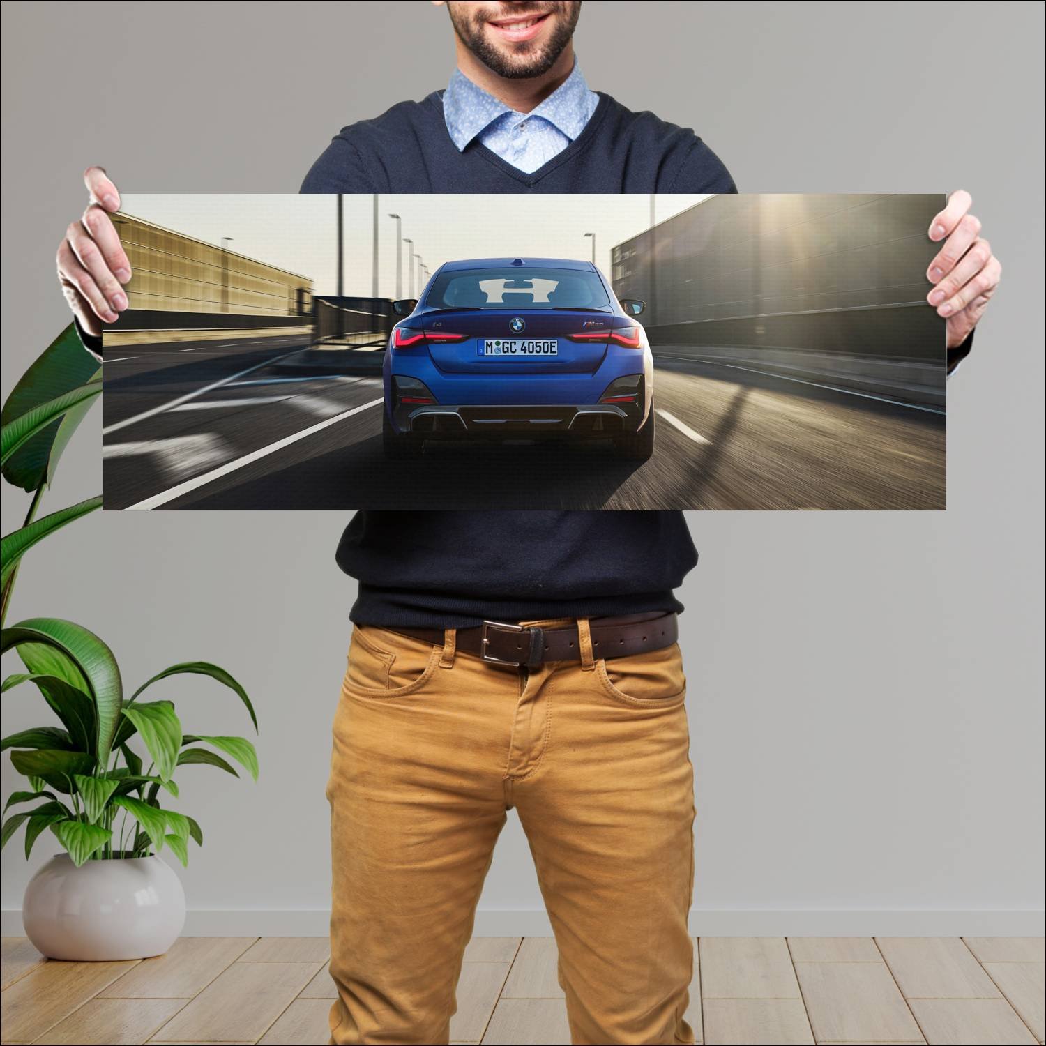 Cuadro grande 30x80cm 2022 BMW i4 M50 006 Bmw