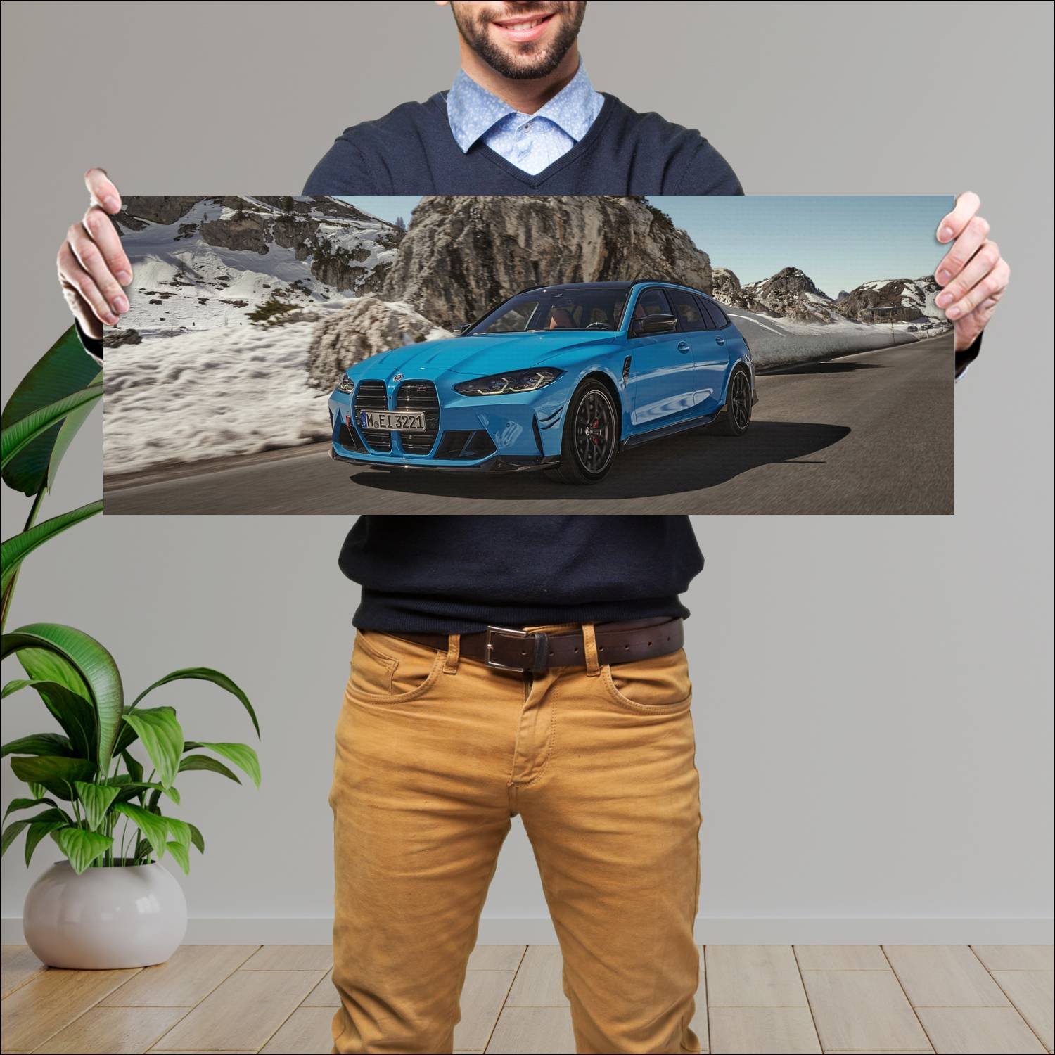 Cuadro grande 30x80cm 2023 BMW M3 Competition Touring 007 Bmw
