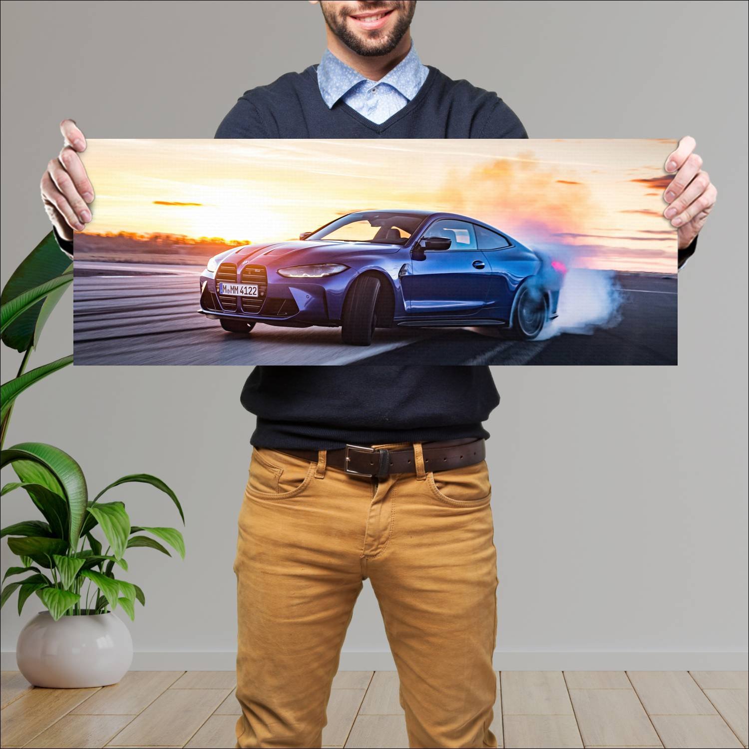 Cuadro grande 30x80cm 2021 BMW M4 Competition 019 Bmw