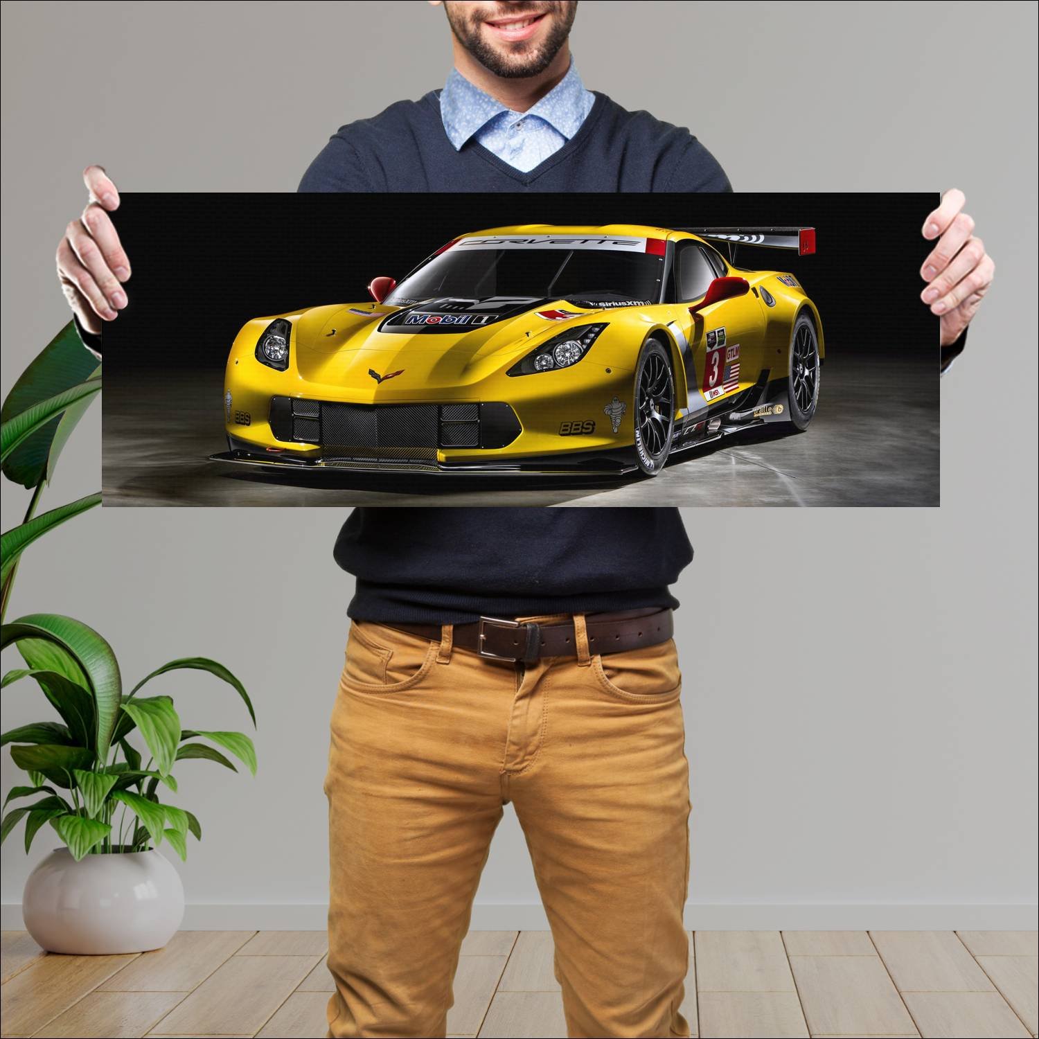 Cuadro grande 30x80cm 2014 chevrolet corvette c7 r 66 Chevrolet