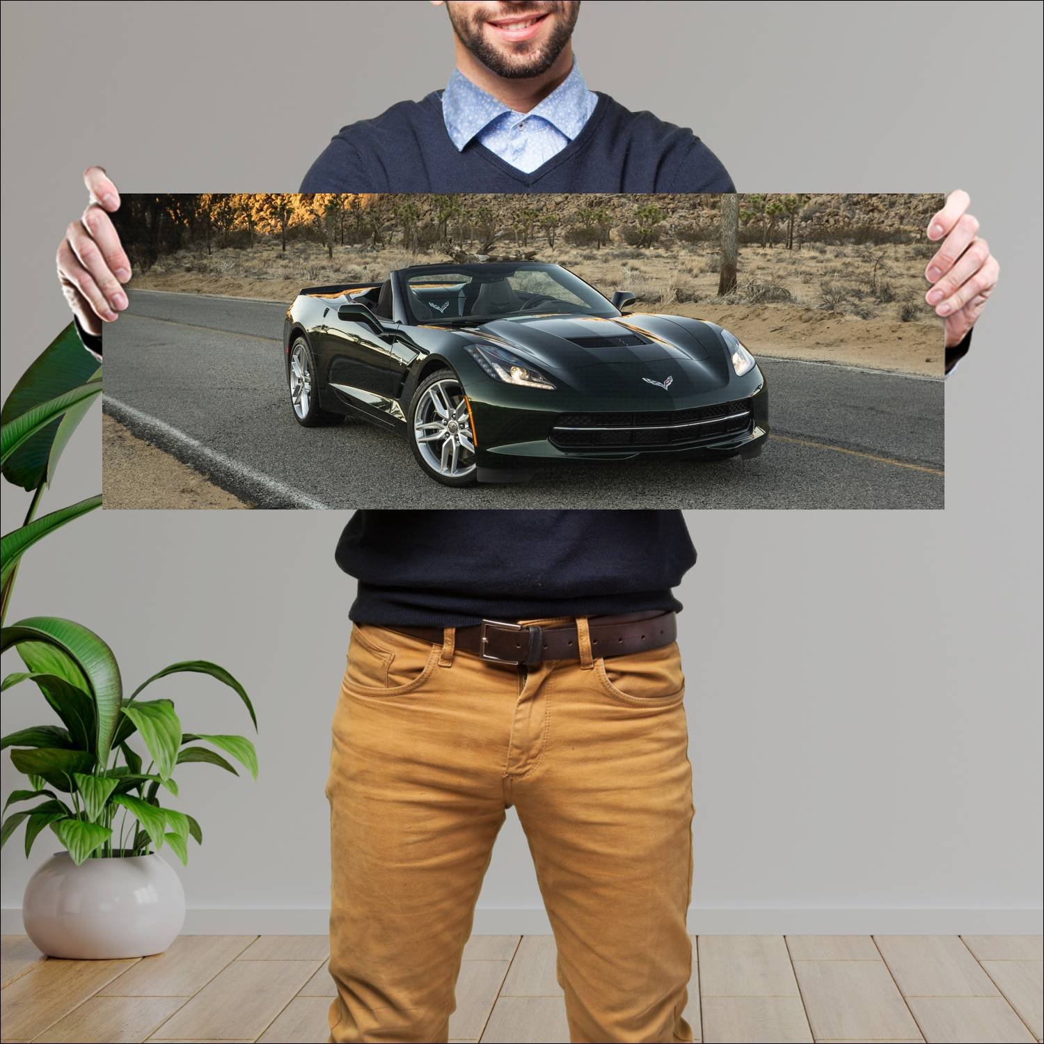 Cuadro grande 30x80cm 2014 chevrolet corvette stin 68 Chevrolet