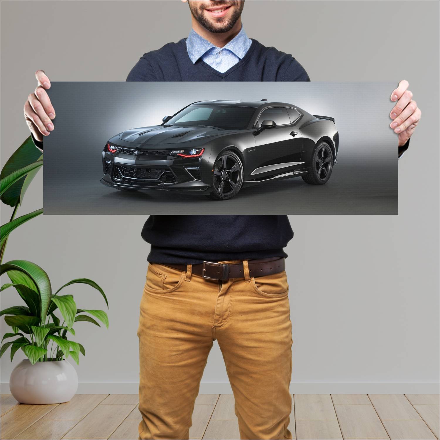 Cuadro grande 30x80cm 2015 chevrolet camaro black 78 Chevrolet