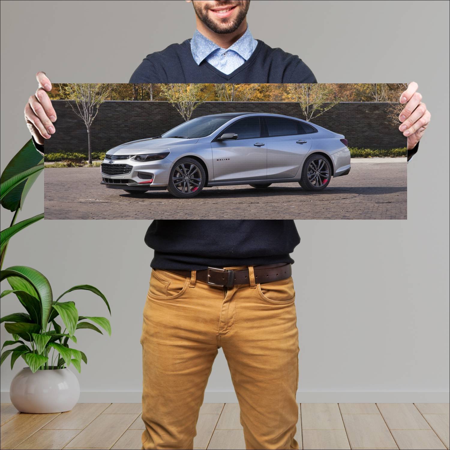 Cuadro grande 30x80cm 2015 chevrolet malibu red li 93 Chevrolet