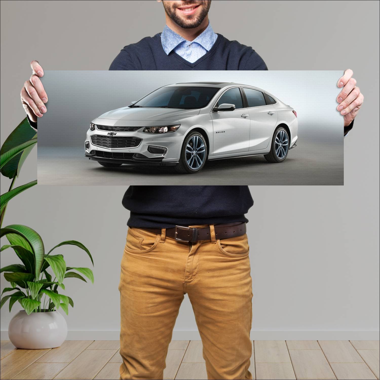 Cuadro grande 30x80cm 2016 chevrolet malibu blue l 125 Chevrolet