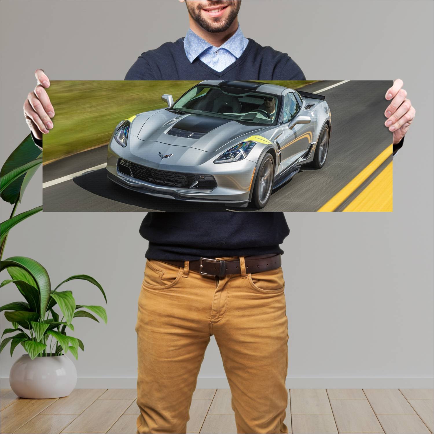 Cuadro grande 30x80cm 2017 chevrolet corvette gran 147 Chevrolet