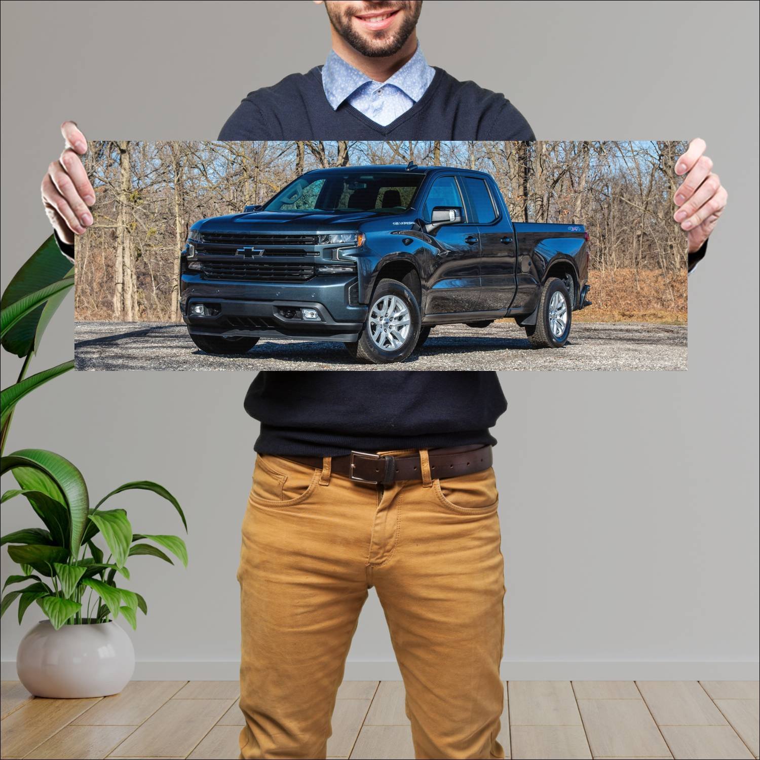 Cuadro grande 30x80cm 2019 chevrolet silverado rst 216 Chevrolet