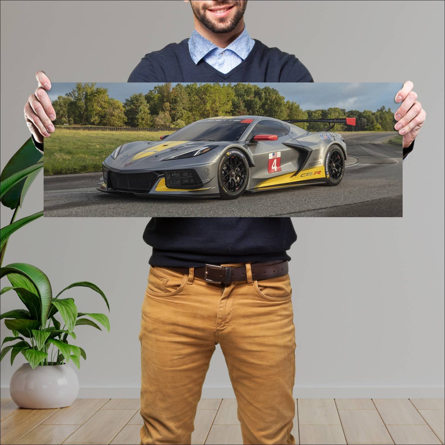 Cuadro grande 30x80cm 2020 chevrolet corvette c8 r 219 Chevrolet