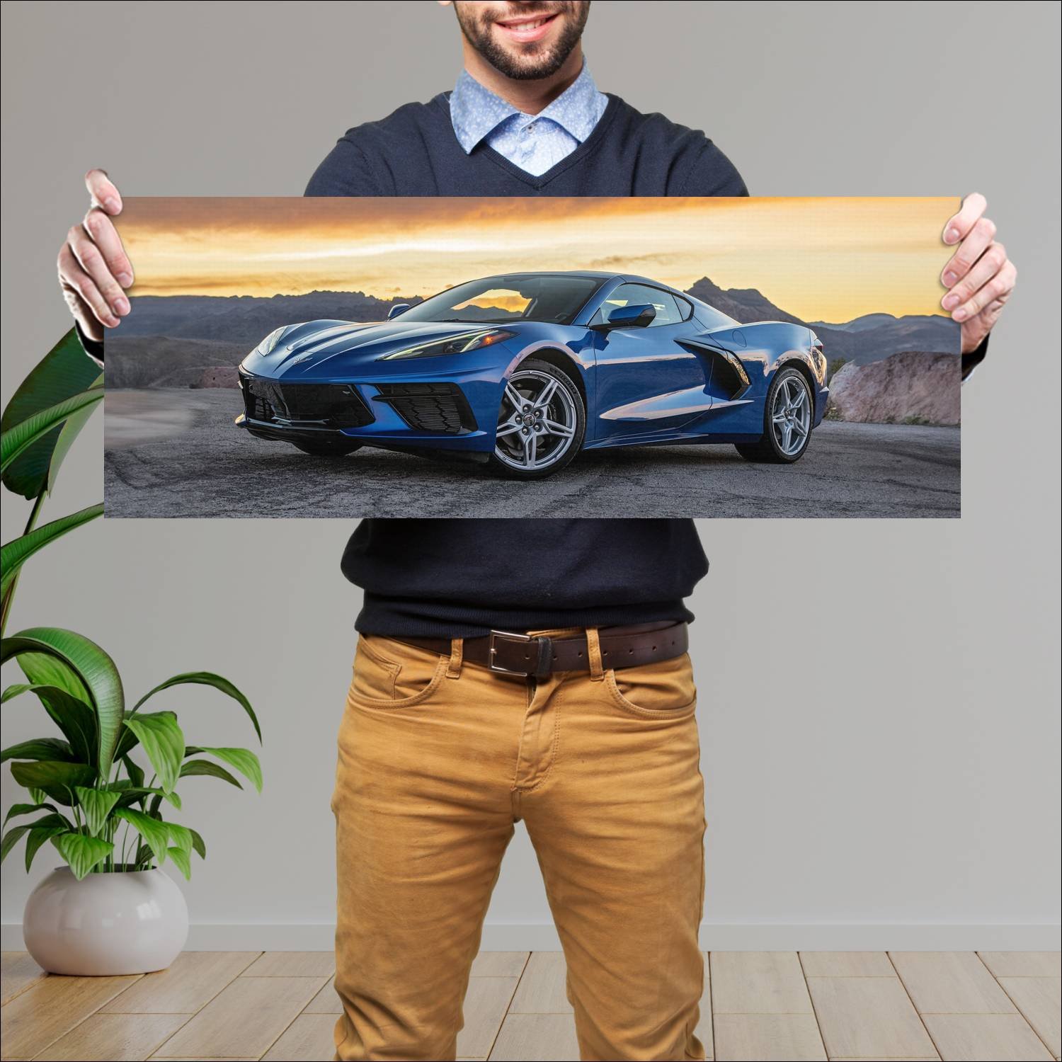 Cuadro grande 30x80cm 2020 chevrolet corvette stin 222 Chevrolet