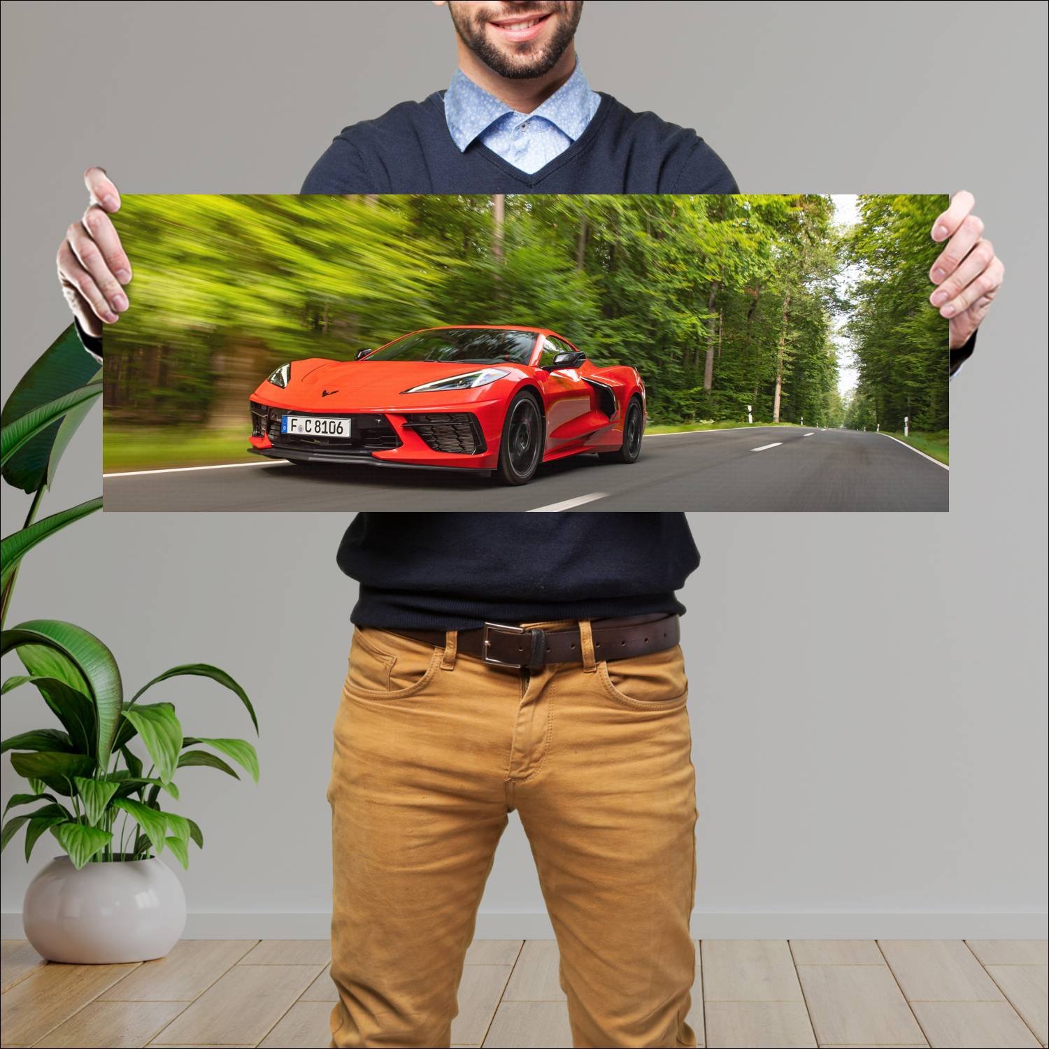 Cuadro grande 30x80cm 2021 Chevrolet Corvette Stingray 005 Chevrolet