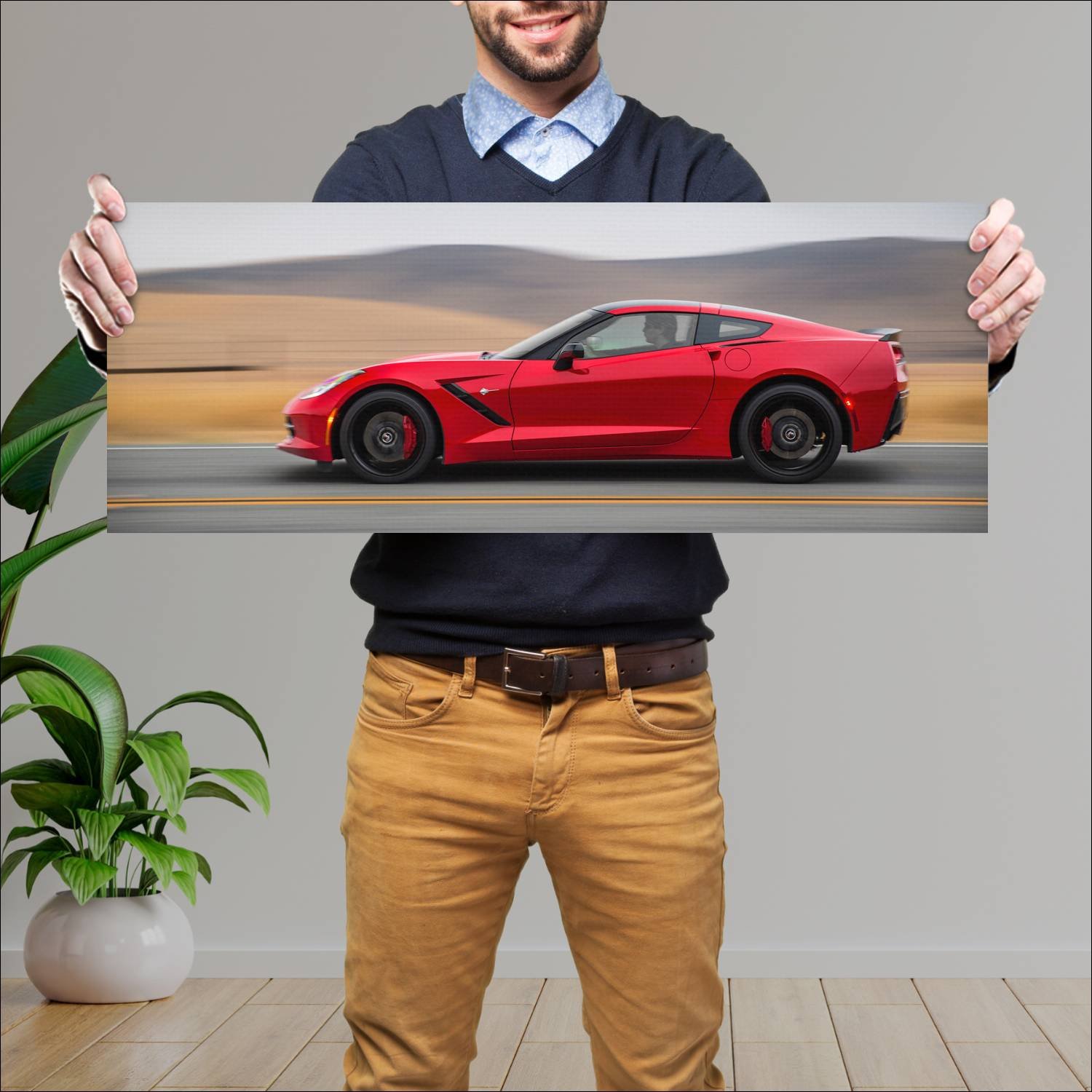Cuadro grande 30x80cm 2014 Chevrolet Corvette Stingray 008 Chevrolet