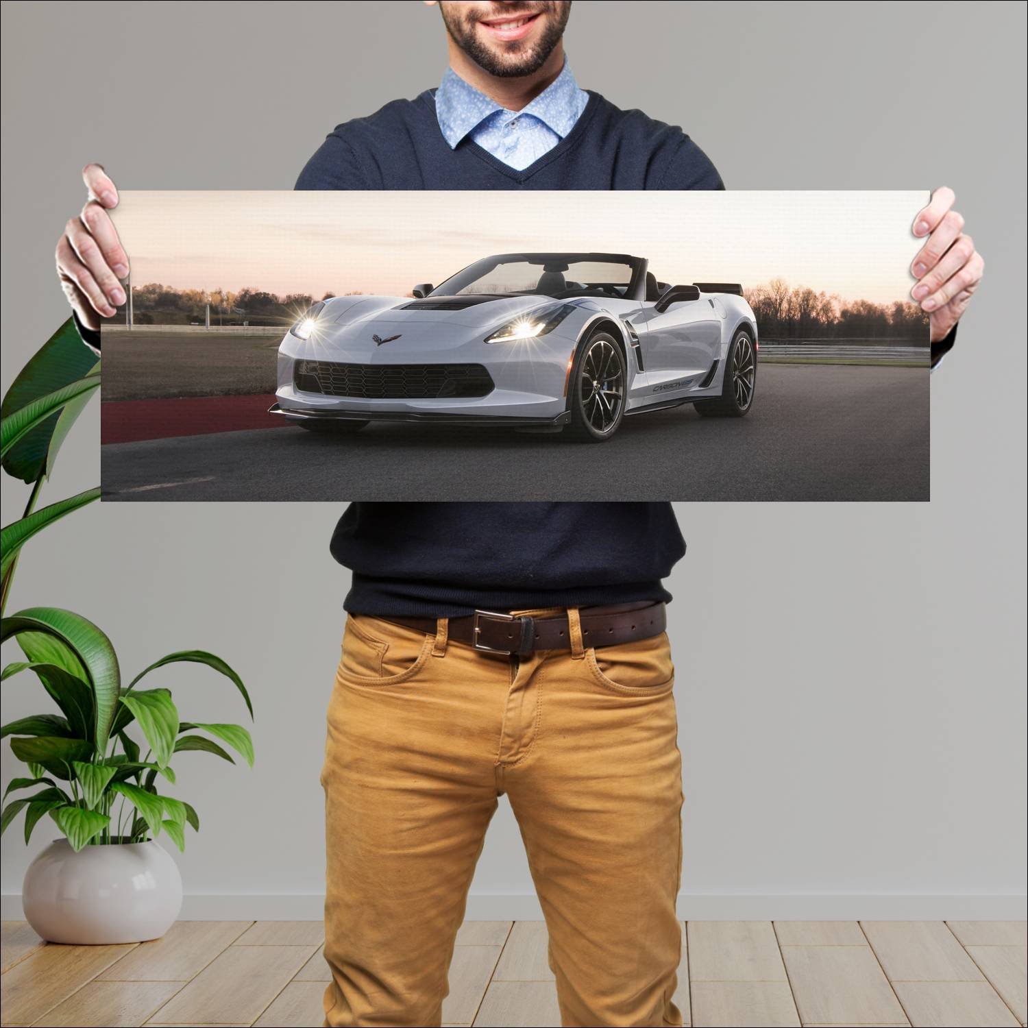 Cuadro grande 30x80cm 2018 chevrolet corvette grand SC Chevrolet