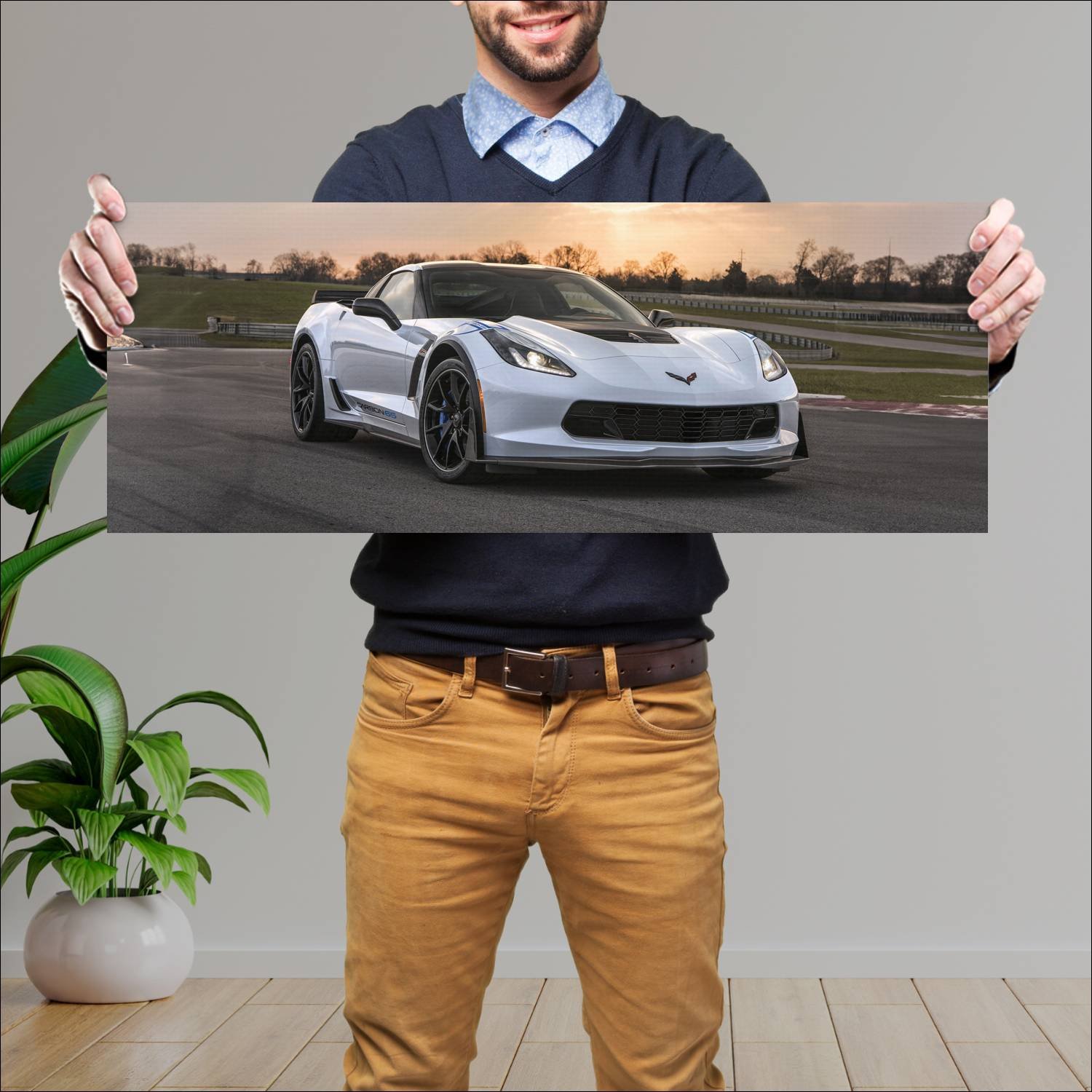 Cuadro grande 30x80cm 2018 chevrolet corvette z06 carbon 65 Chevrolet