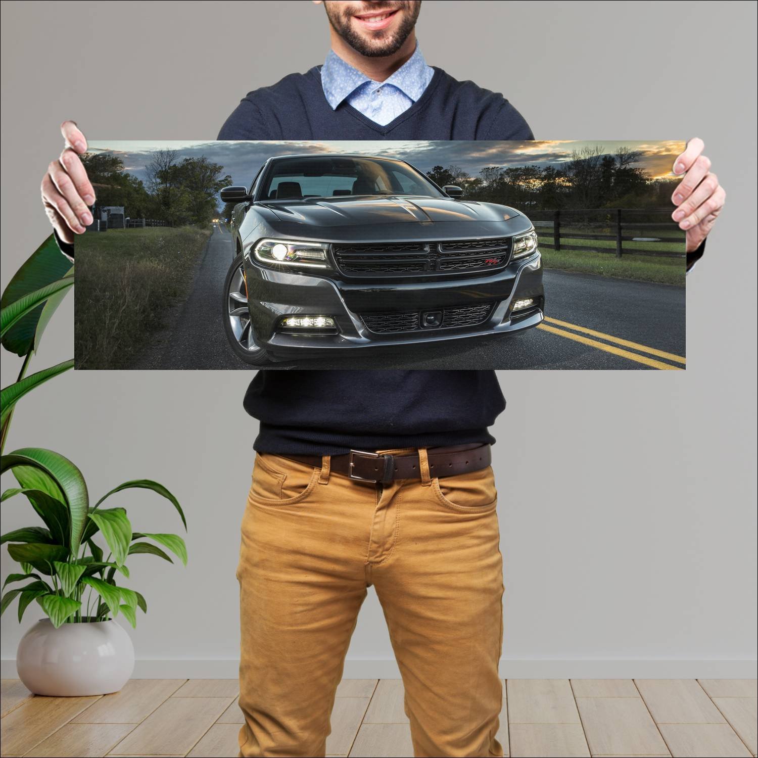 Cuadro grande 30x80cm 2015 dodge charger rt road a 89 Dodge