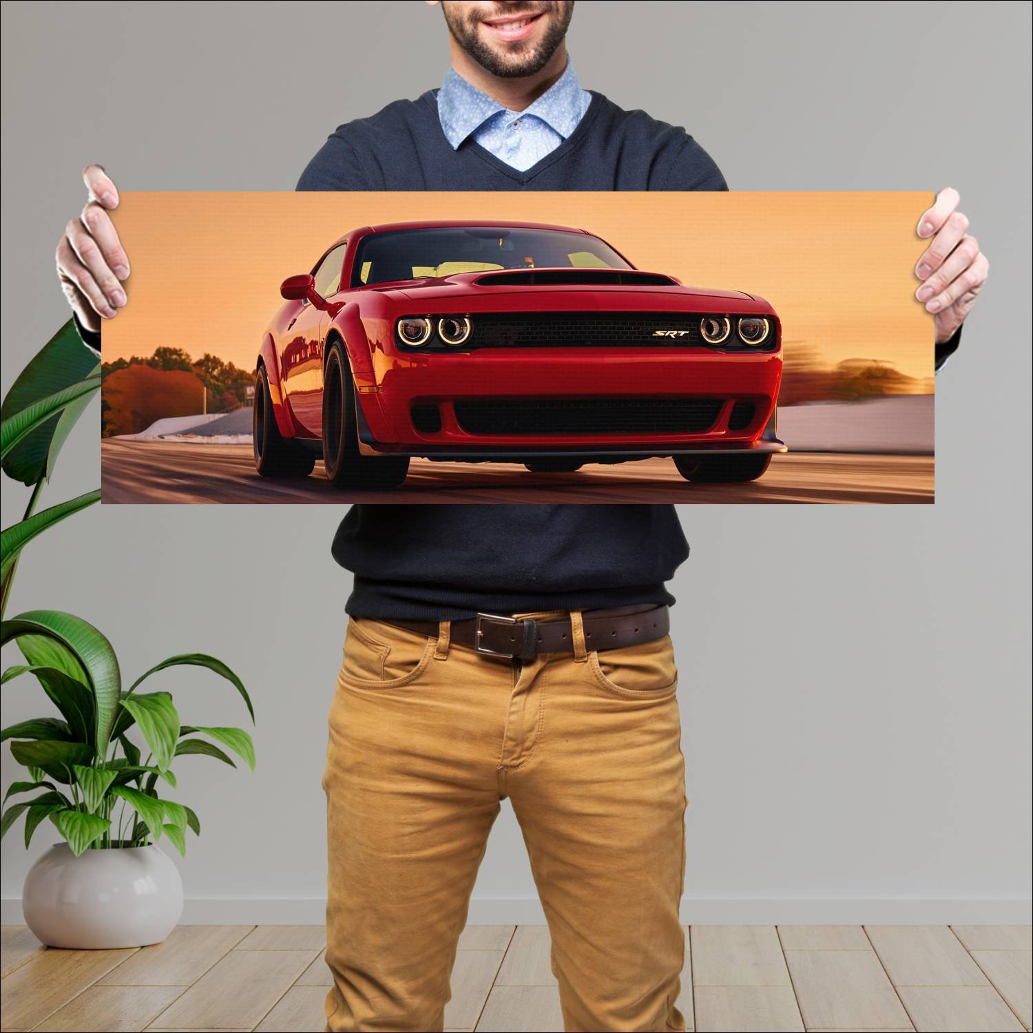 Cuadro grande 30x80cm 2018 dodge challenger srt de 117 Dodge