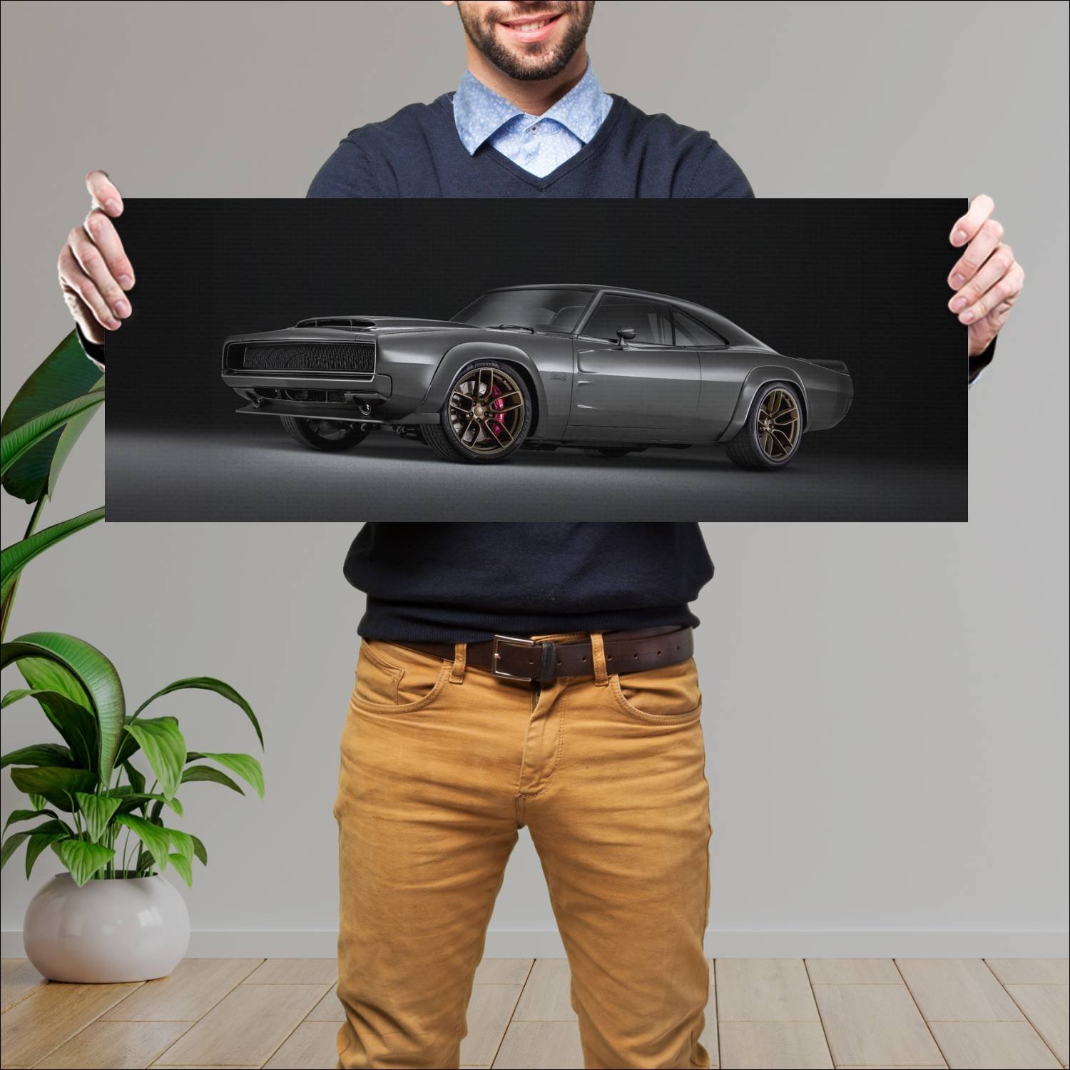 Cuadro grande 30x80cm 2018 dodge super charger con 127 Dodge