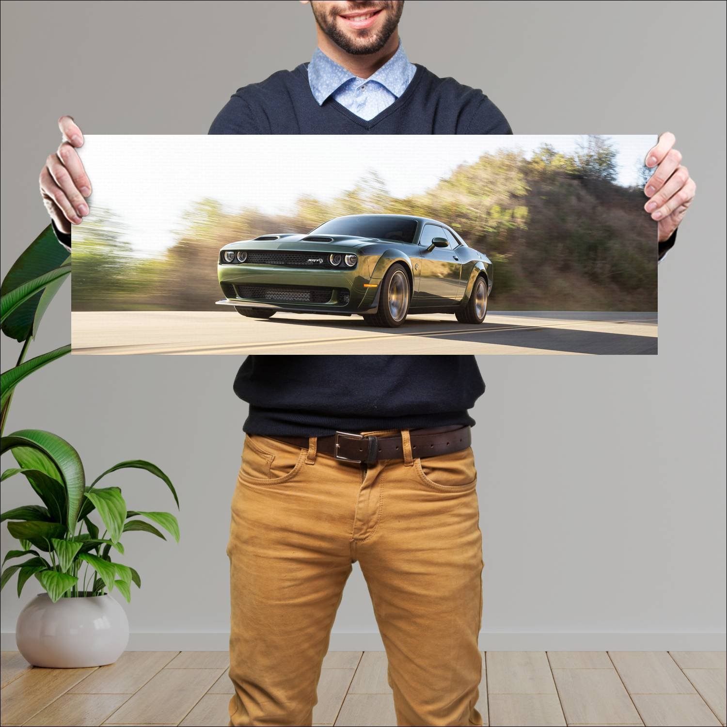 Cuadro grande 30x80cm 2022 Dodge Challenger SRT Hellcat JB003 Dodge