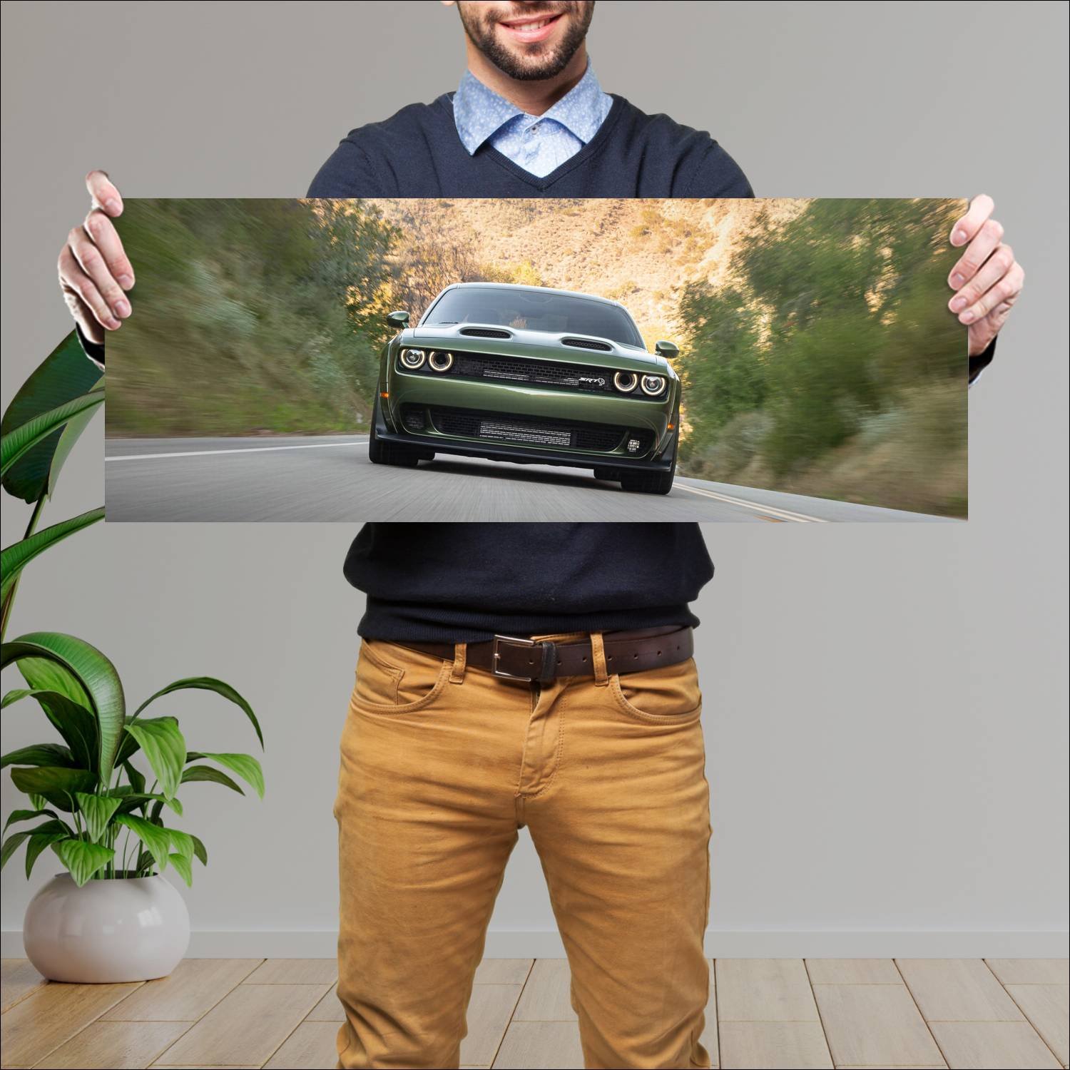 Cuadro grande 30x80cm 2022 Dodge Challenger SRT Hellcat JB004 Dodge