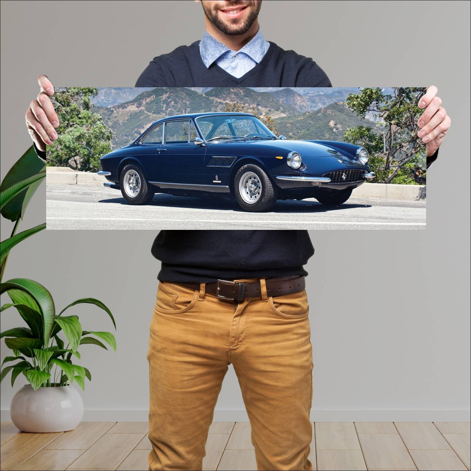 Cuadro grande 30x80cm 1966 ferrari 330 gtc auto 44 Ferrari