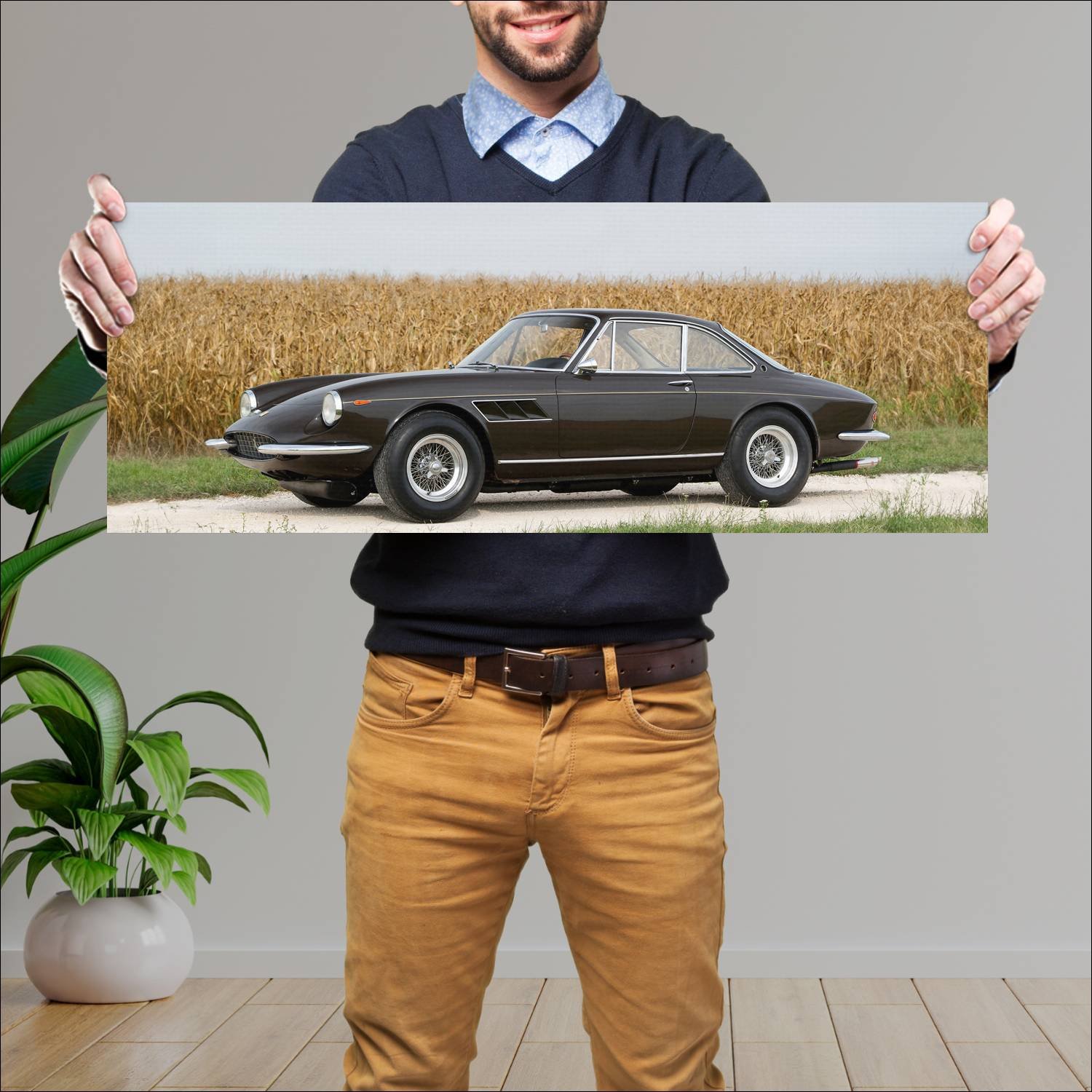 Cuadro grande 30x80cm 1966 ferrari 330 gtc auto 45 Ferrari