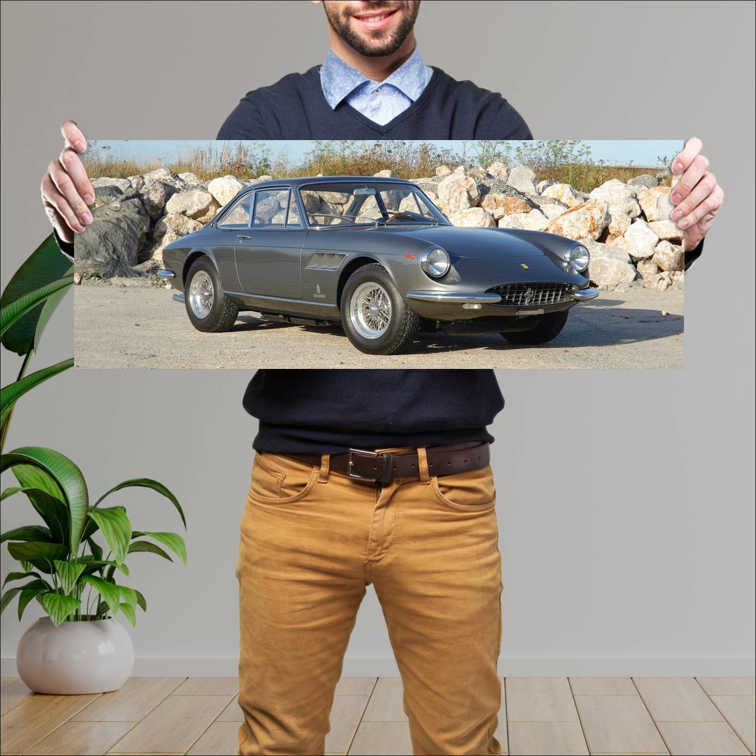Cuadro grande 30x80cm 1966 ferrari 330 gtc auto 46 Ferrari