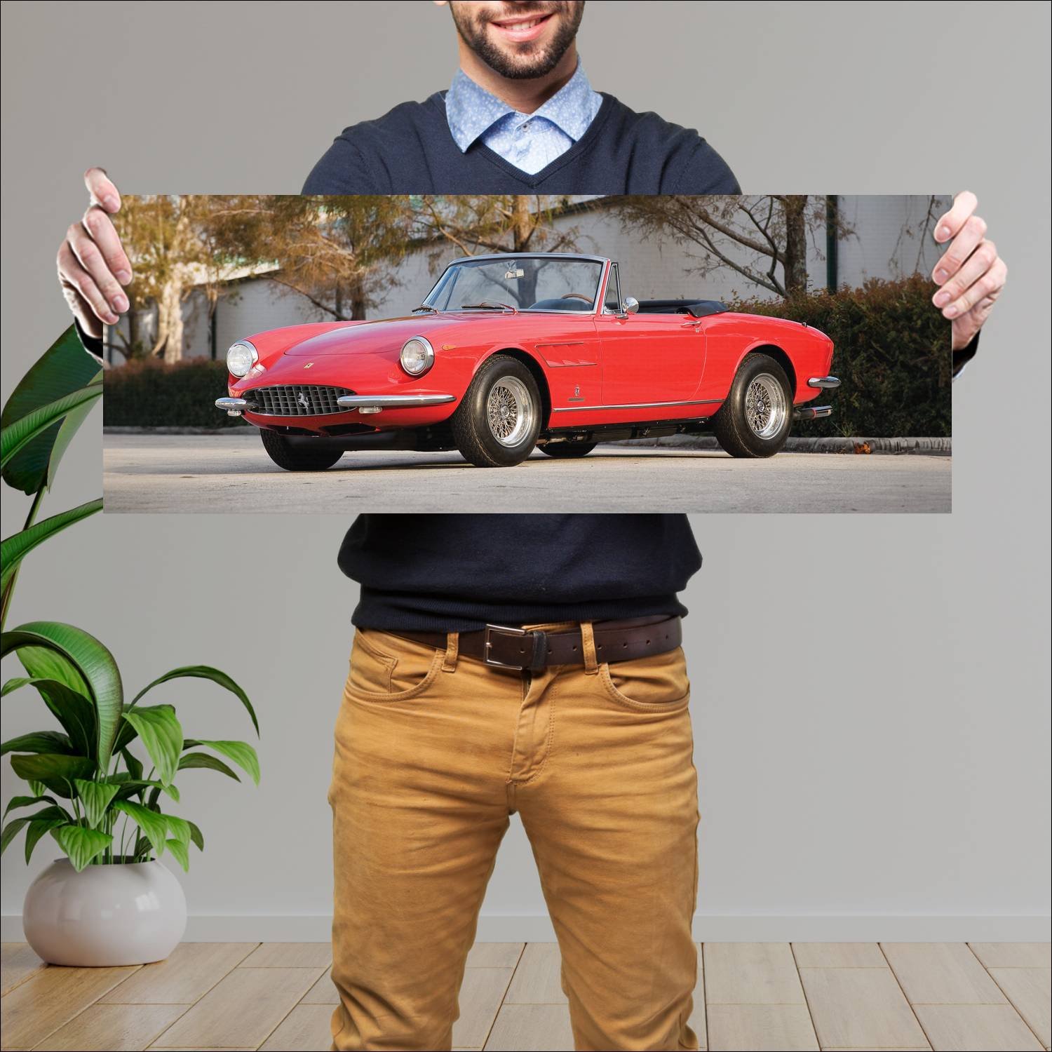 Cuadro grande 30x80cm 1966 ferrari 330 gts auto 48 Ferrari
