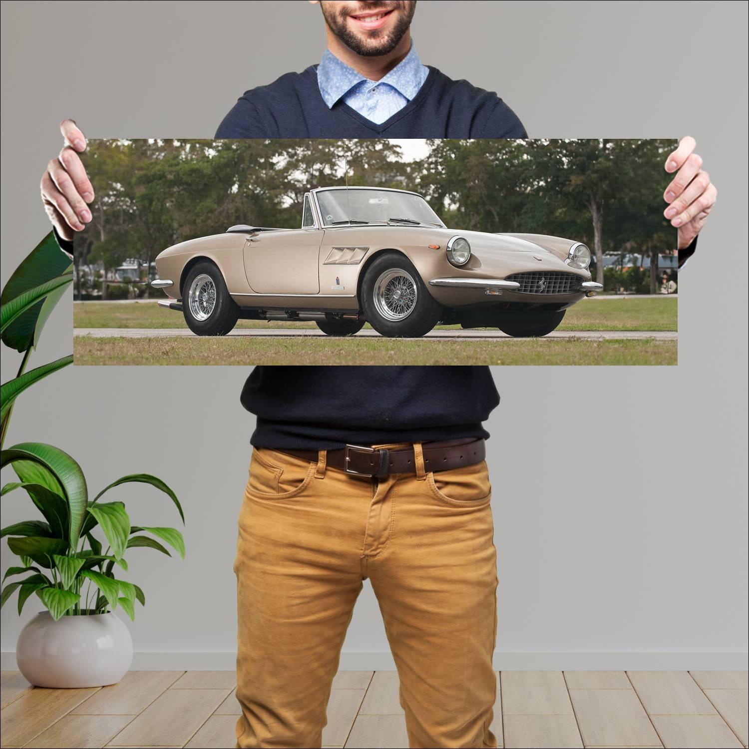 Cuadro grande 30x80cm 1966 ferrari 330 gts auto 49 Ferrari