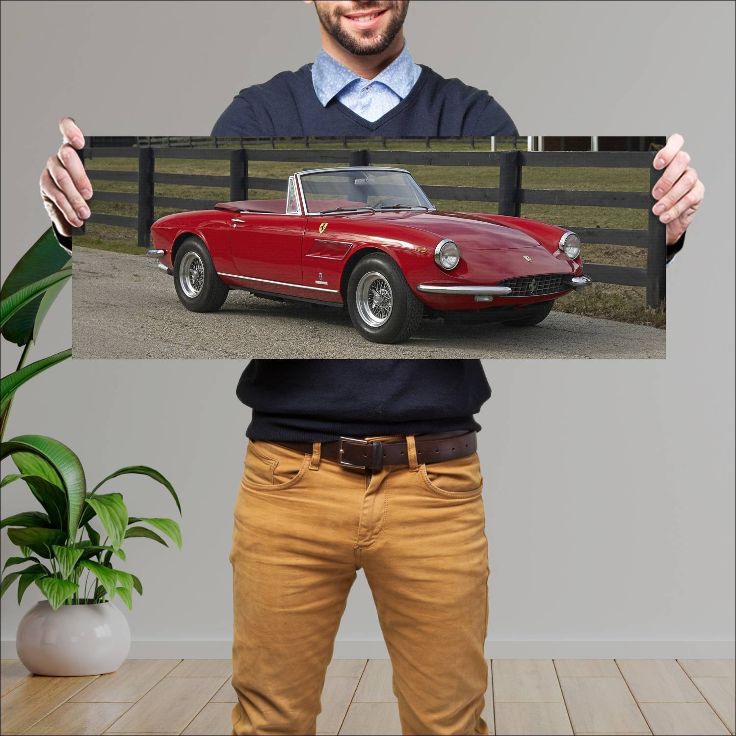 Cuadro grande 30x80cm 1966 ferrari 330 gts auto 50 Ferrari