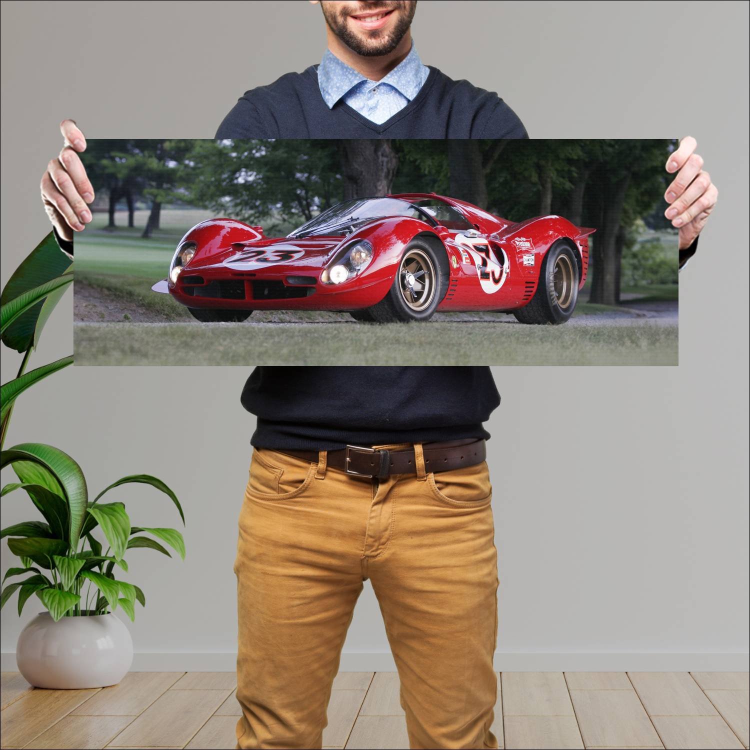 Cuadro grande 30x80cm 1966 ferrari 330 p3 4 0846 7 52 Ferrari