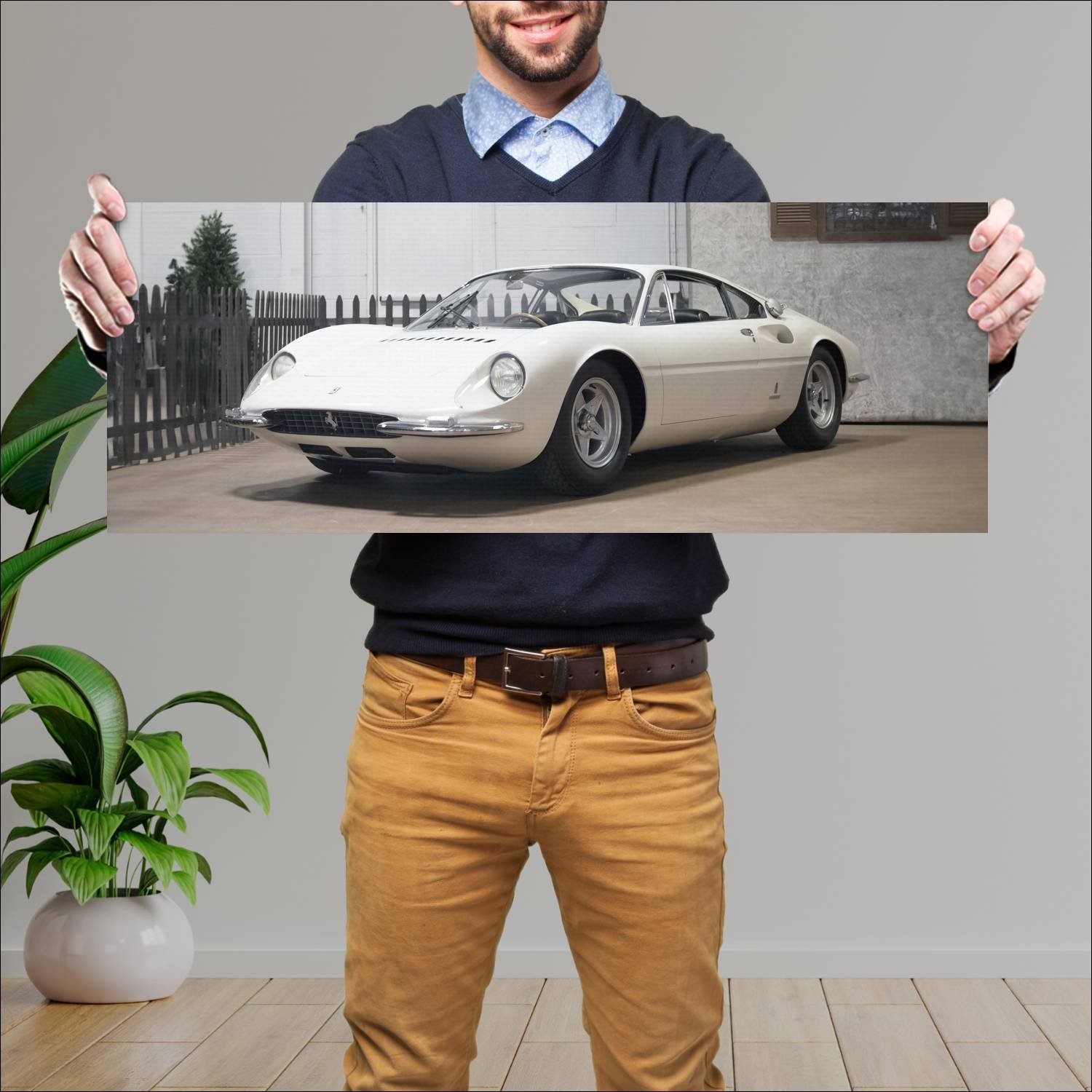 Cuadro grande 30x80cm 1966 ferrari 365 p berlinett 55 Ferrari