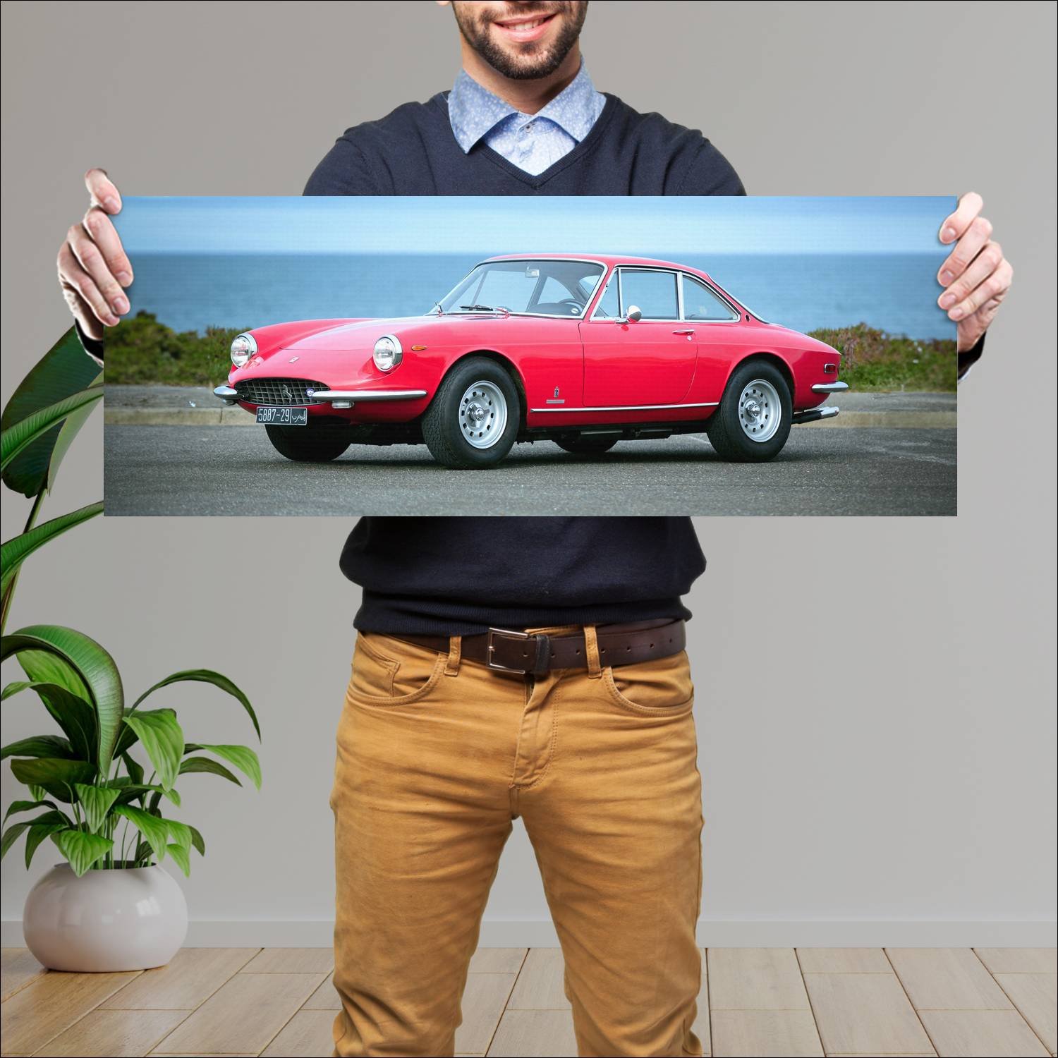 Cuadro grande 30x80cm 1968 ferrari 365 gtc us 7020 80 Ferrari