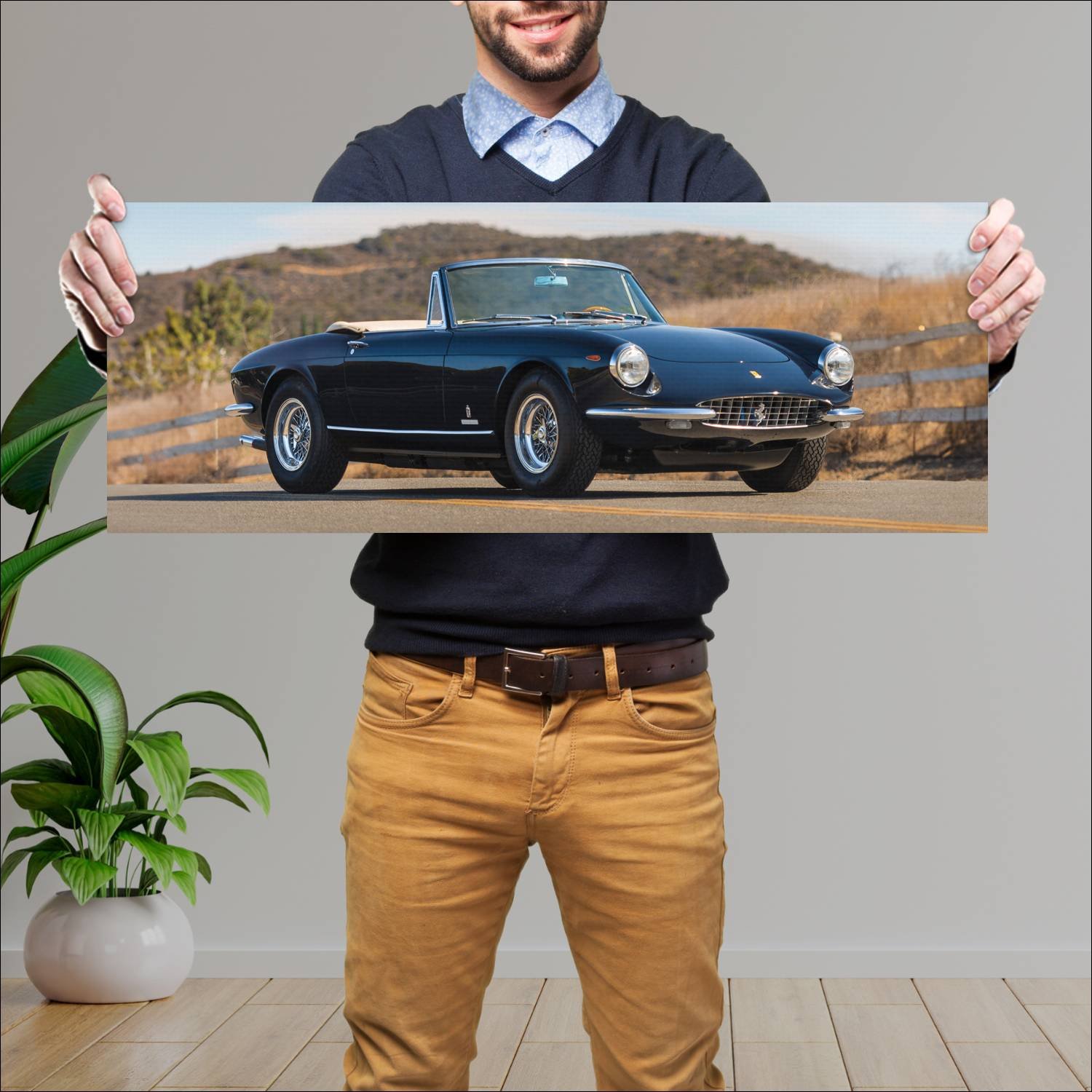 Cuadro grande 30x80cm 1969 ferrari 365 gts auto 84 Ferrari