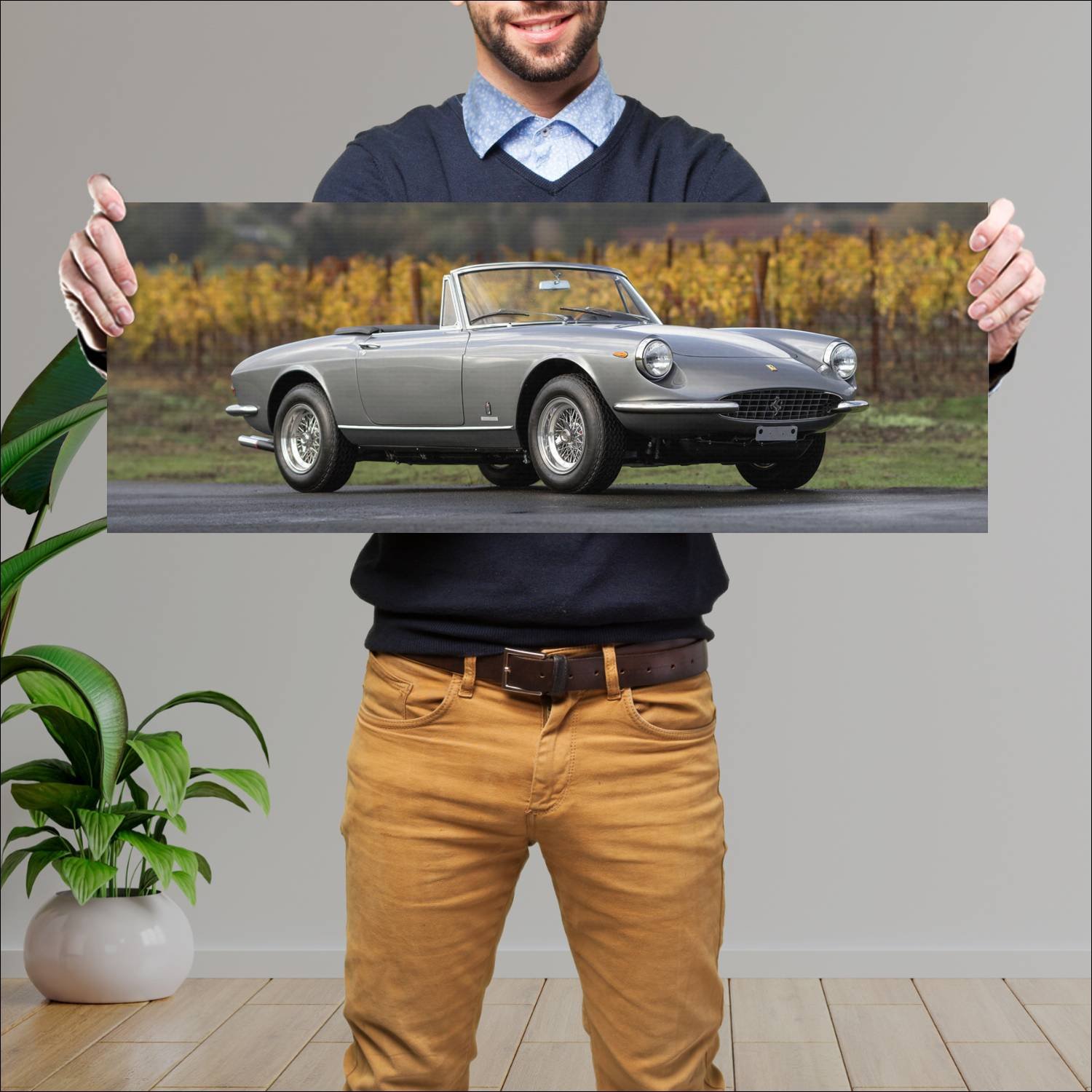 Cuadro grande 30x80cm 1969 ferrari 365 gts auto 85 Ferrari