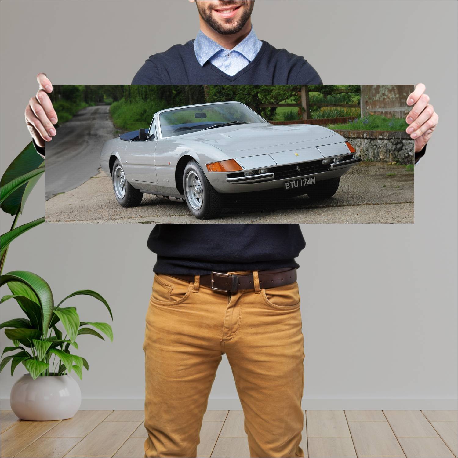 Cuadro grande 30x80cm 1971 ferrari 365 gts 4 dayto 105 Ferrari