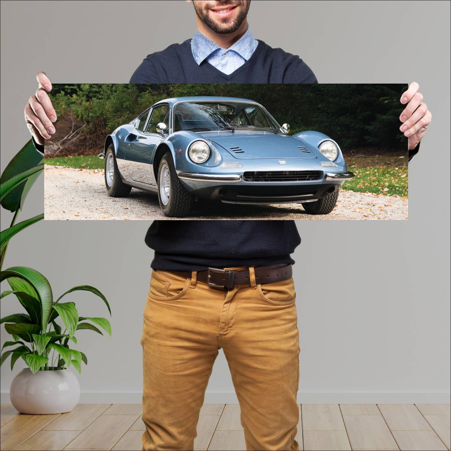 Cuadro grande 30x80cm 1972 dino 246 gt with flared 109 Ferrari