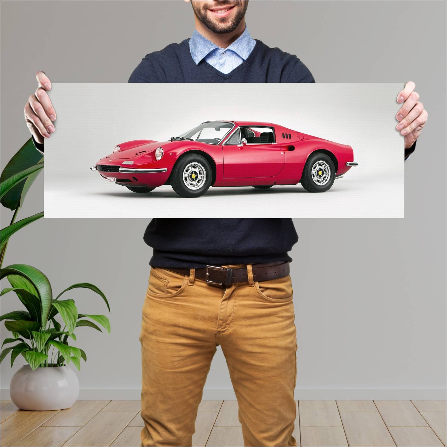 Cuadro grande 30x80cm 1972 dino 246 gts auto 112 Ferrari