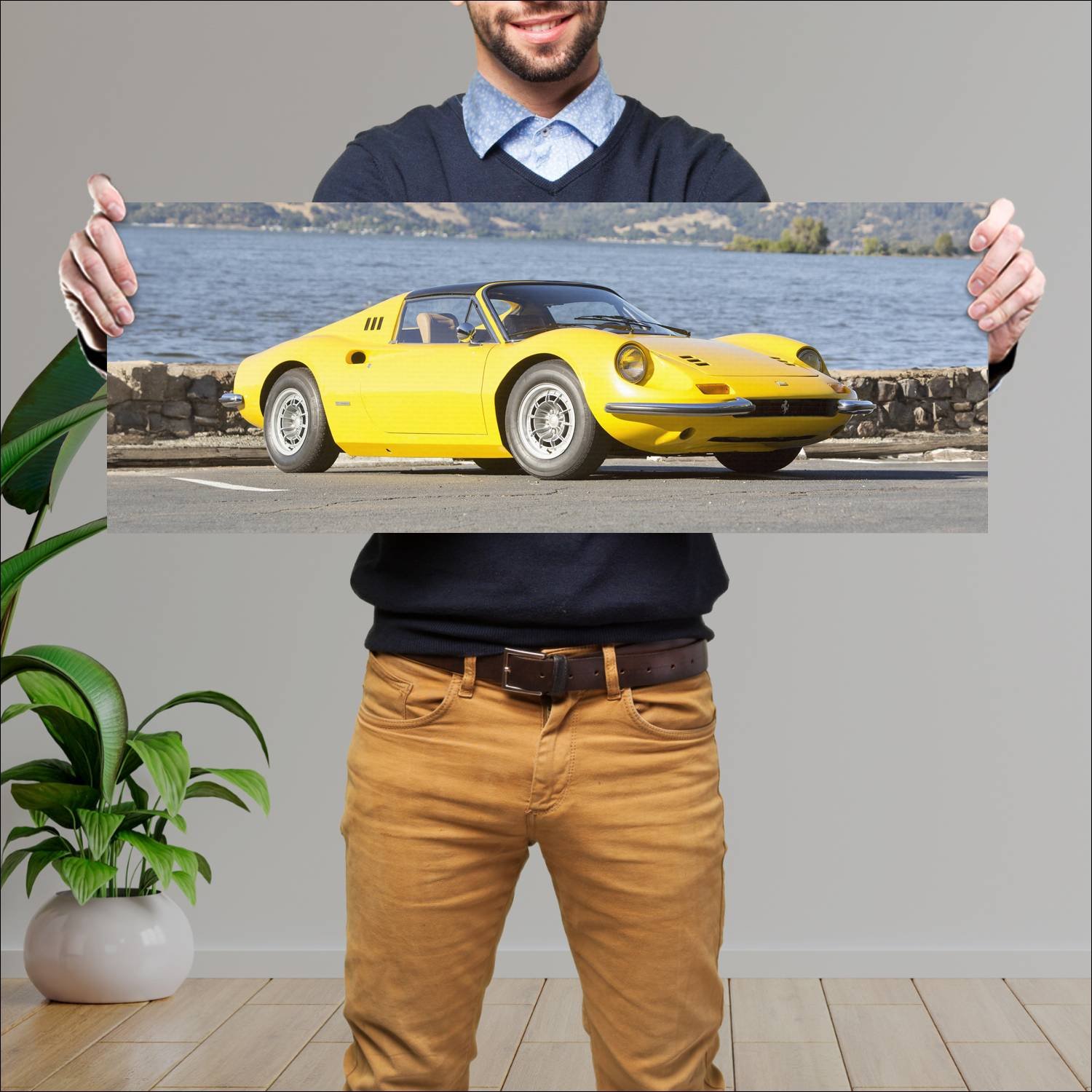 Cuadro grande 30x80cm 1972 dino 246 gts auto 113 Ferrari