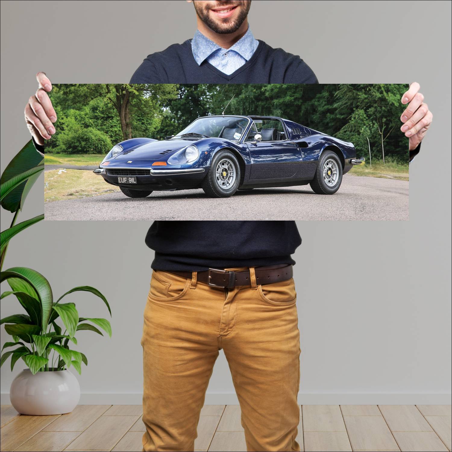 Cuadro grande 30x80cm 1972 dino 246 gts uk auto 114 Ferrari