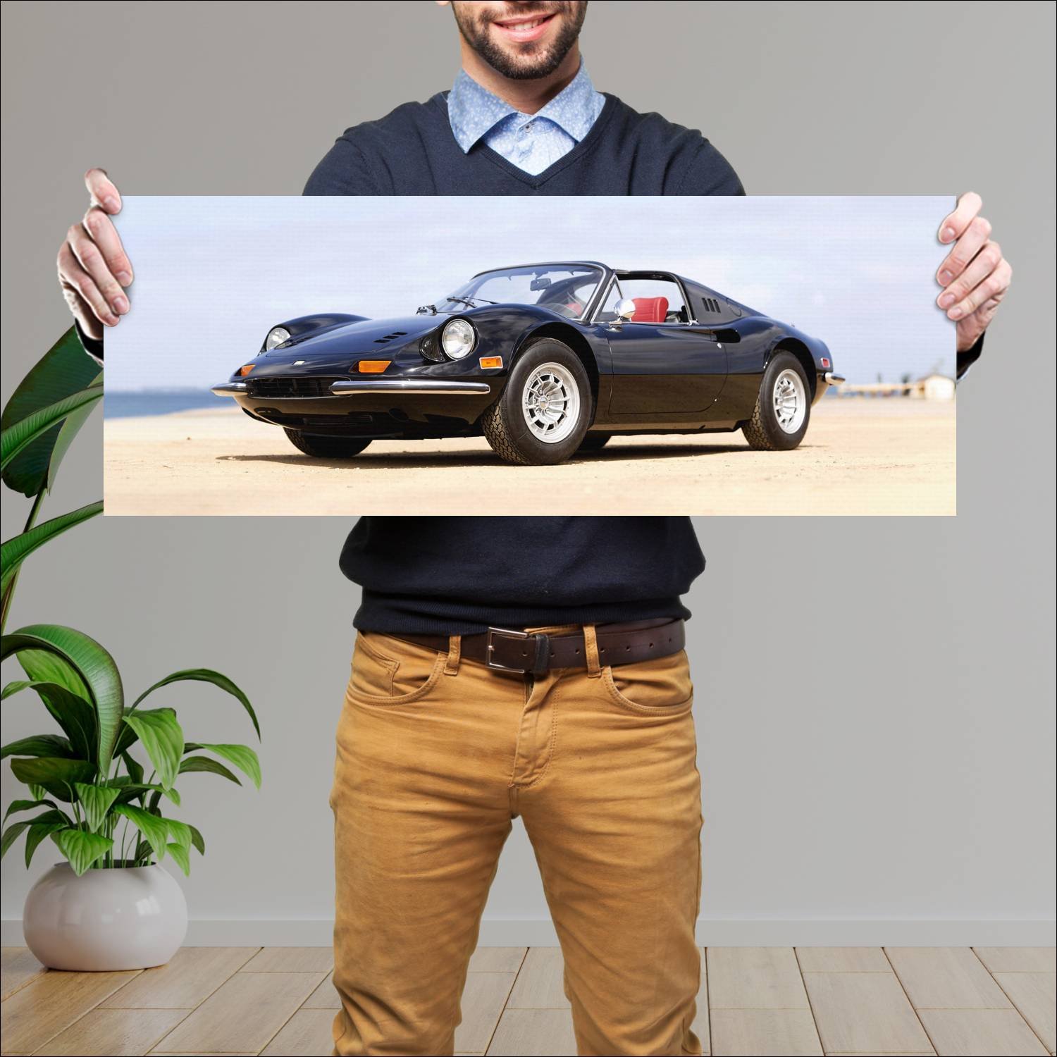 Cuadro grande 30x80cm 1972 dino 246 gts with flare 119 Ferrari