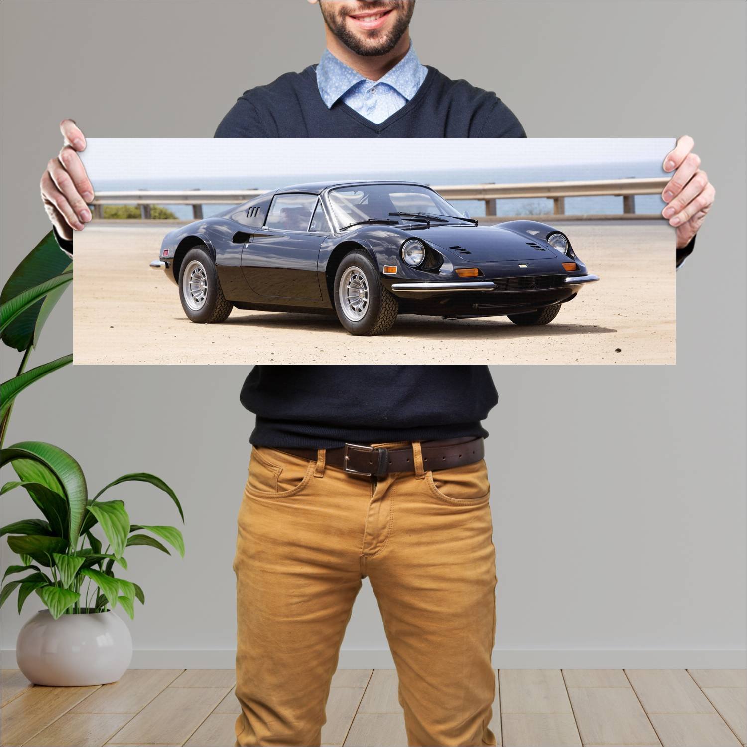 Cuadro grande 30x80cm 1972 dino 246 gts with flare 120 Ferrari