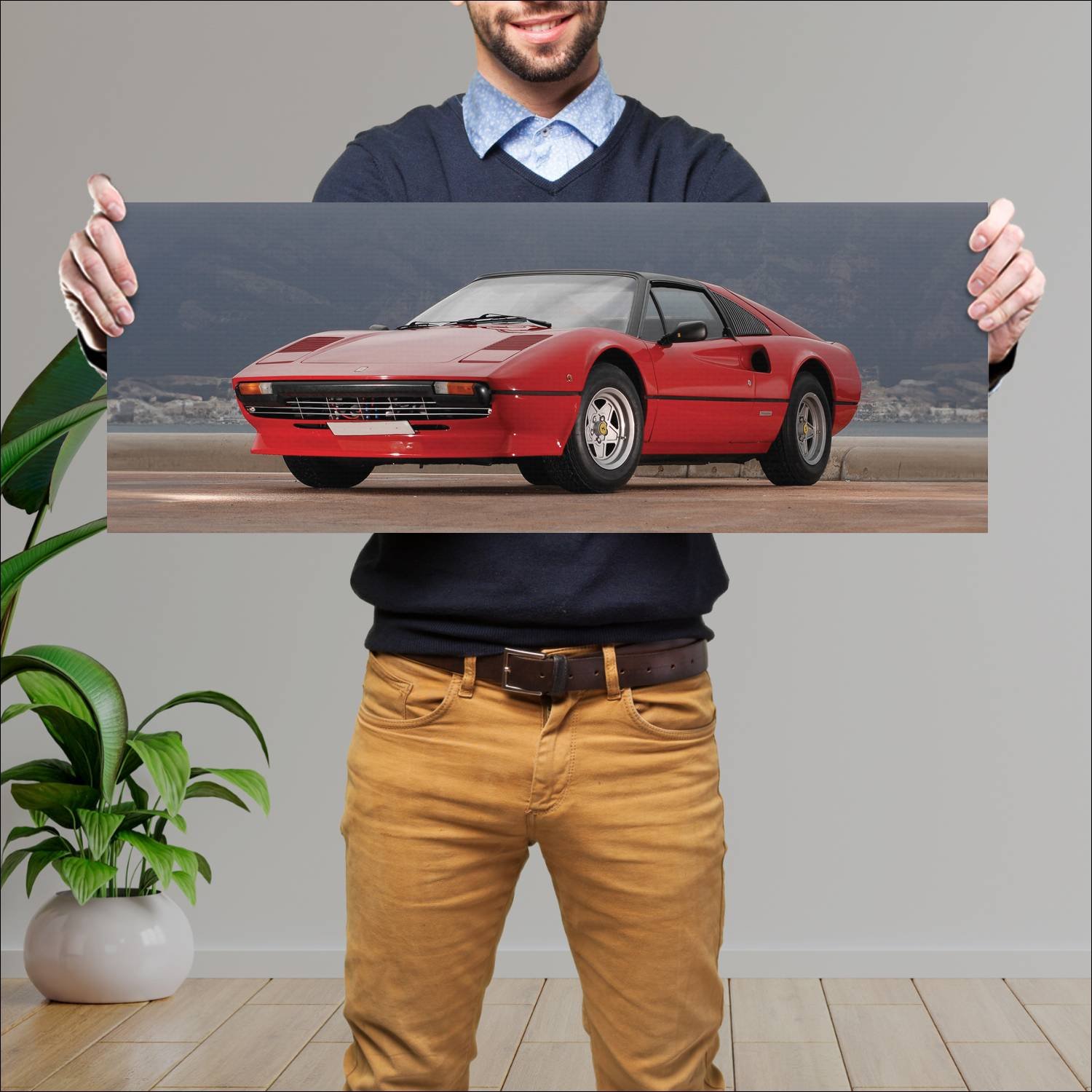 Cuadro grande 30x80cm 1977 ferrari 308 gts with fr 161 Ferrari