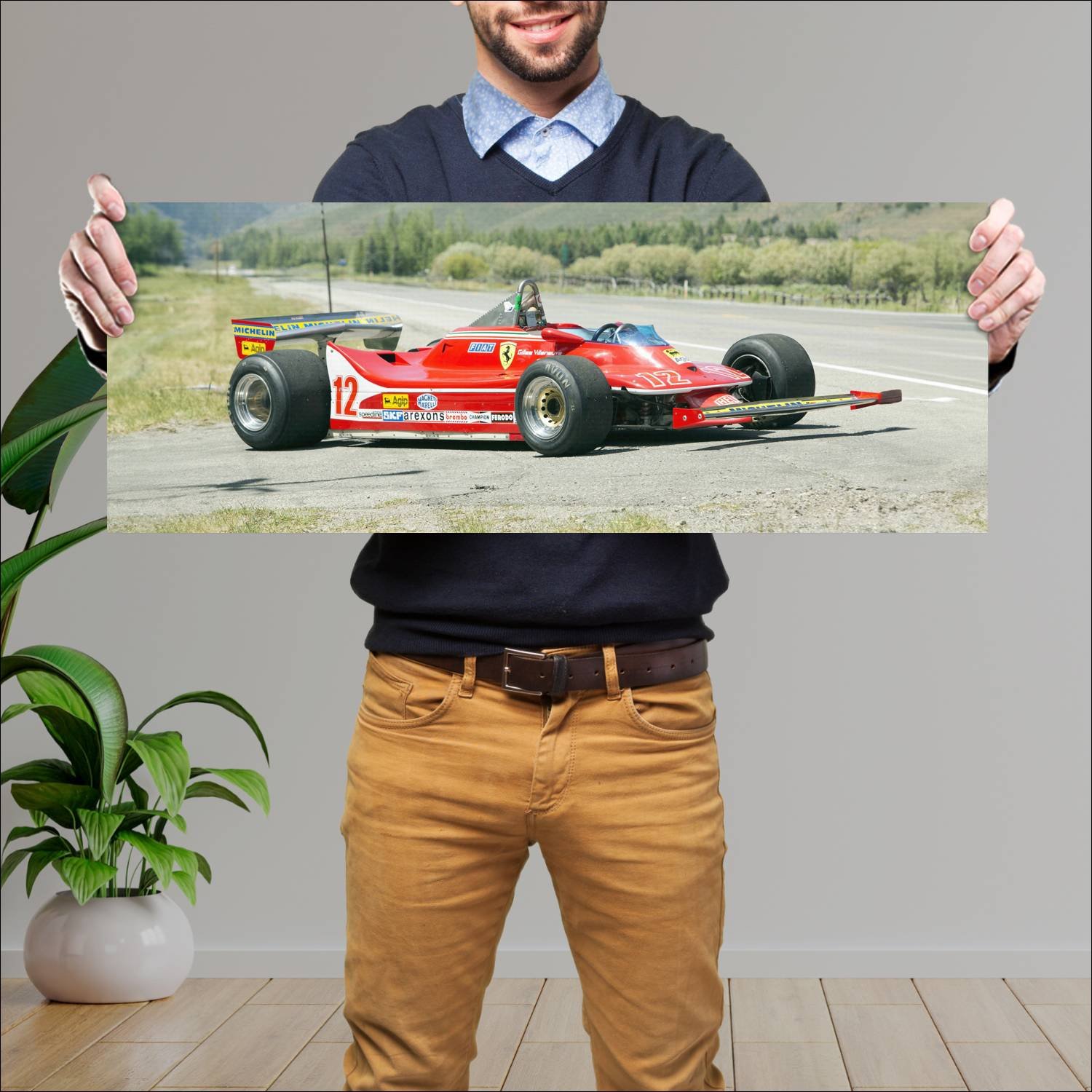 Cuadro grande 30x80cm 1979 ferrari 312 t4 auto 164 Ferrari