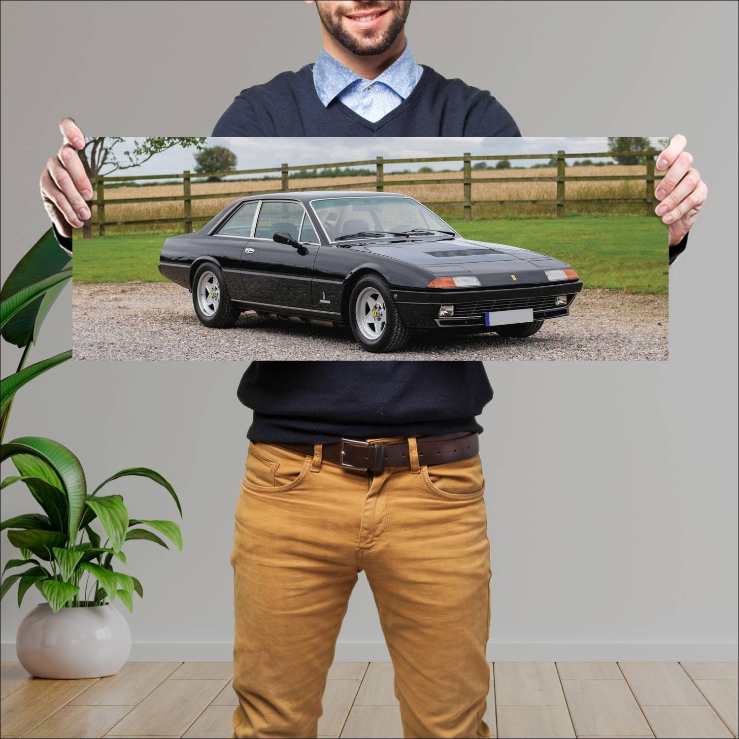 Cuadro grande 30x80cm 1979 ferrari 400 i auto 166 Ferrari