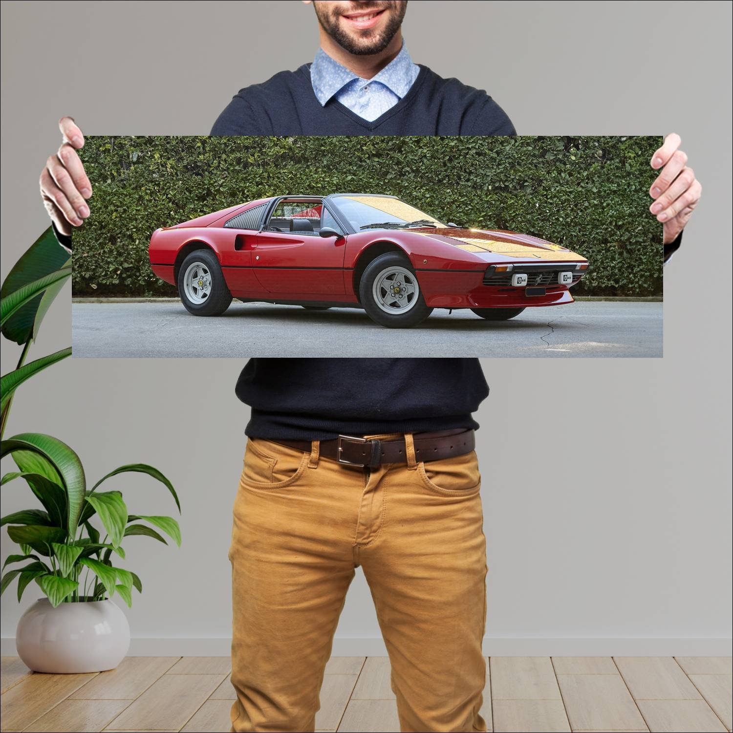 Cuadro grande 30x80cm 1980 ferrari 208 gts auto 168 Ferrari